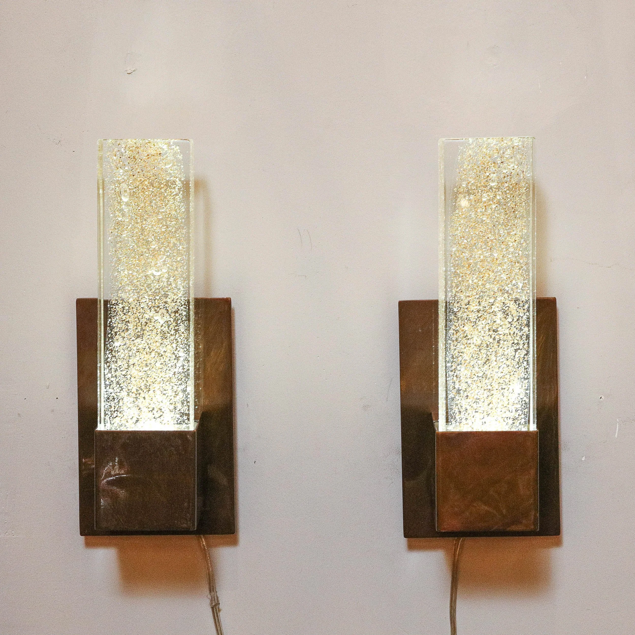 Pair of Handblown Murano Sconces in Glass and Antiqued Brass with 24-Karat Gold Flecks - High Style Deco 10.jpg
