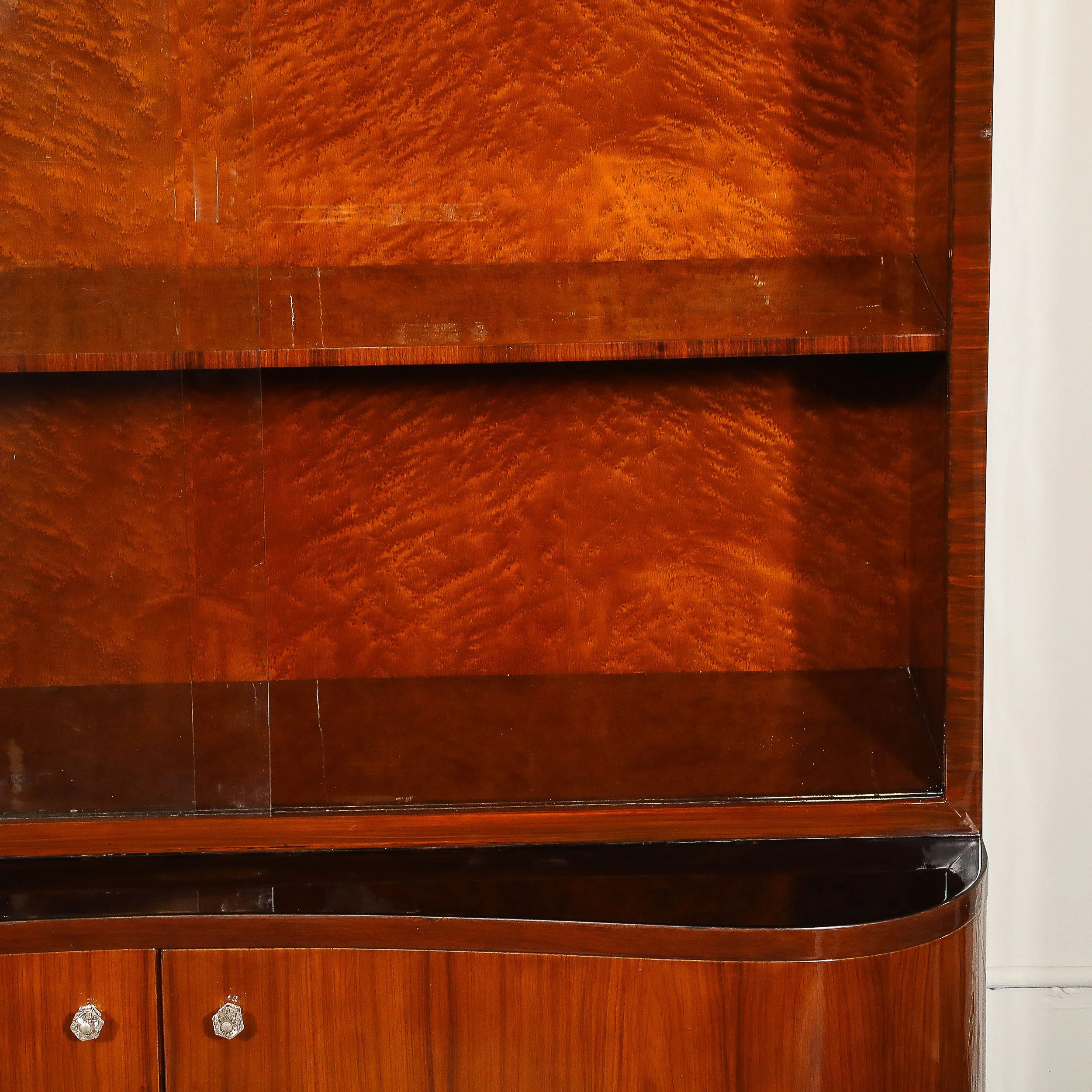 Art Deco Bar Cabinet in Bookmatched Walnut & Burled Elm w: Black Lacquer Accents - High Style Deco 4.jpg