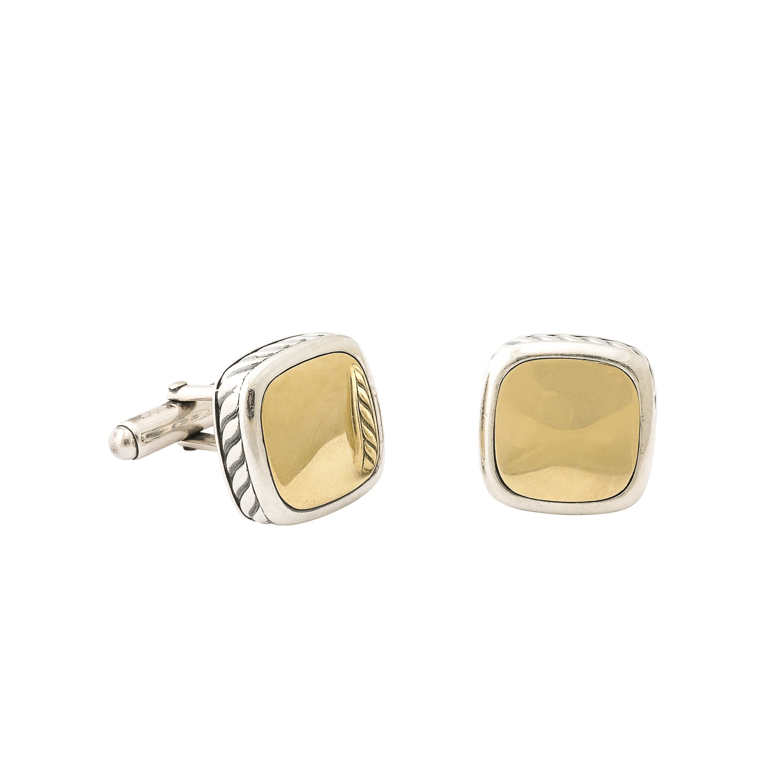 Pair of David Yurman Cufflinks in Sterling Silver and 18k Yellow Gold - High Style Deco 10.jpg
