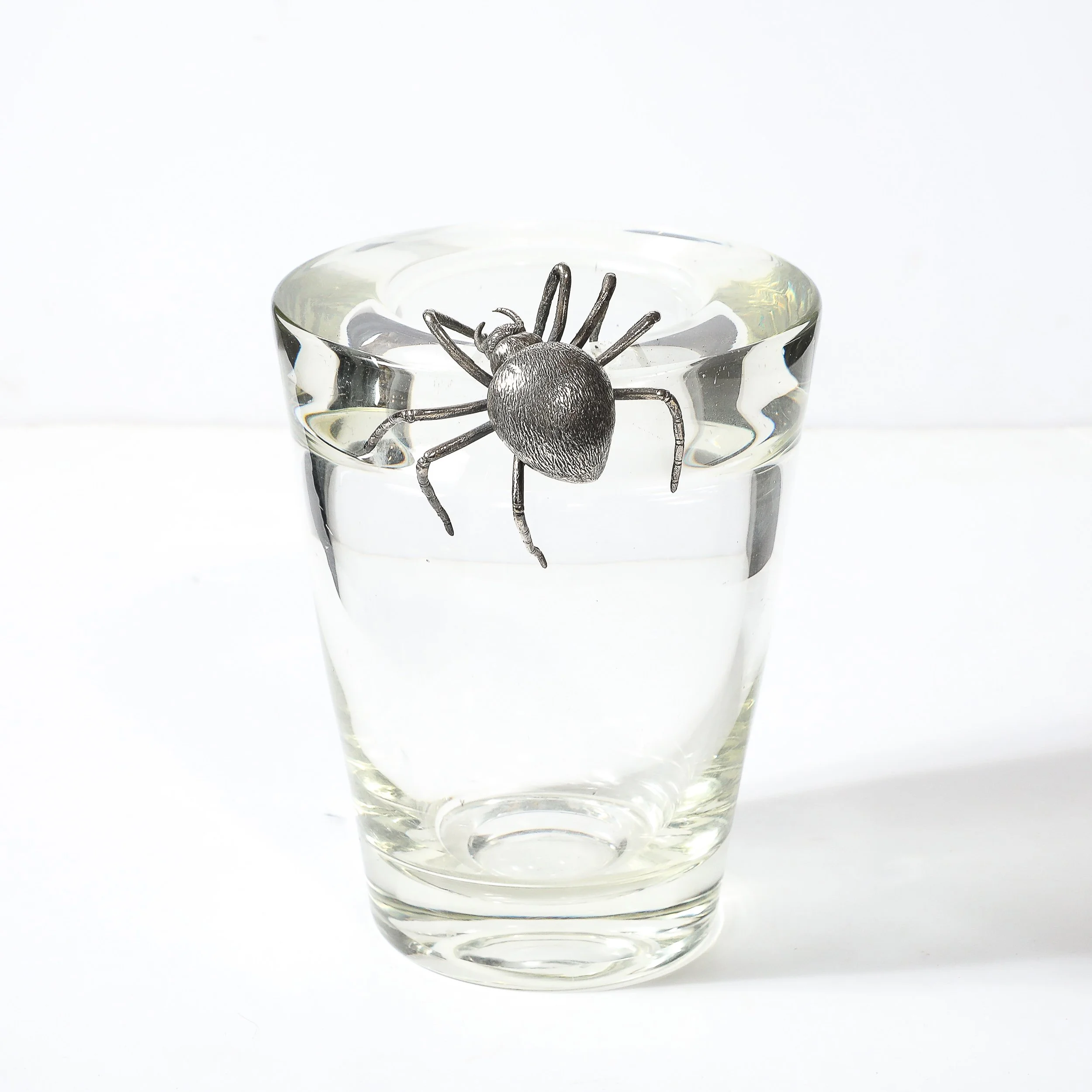 Mid-Century Silver Spider Sculpture Crystal Vase signed Leerdam Crystal - High Style Deco 3.jpg