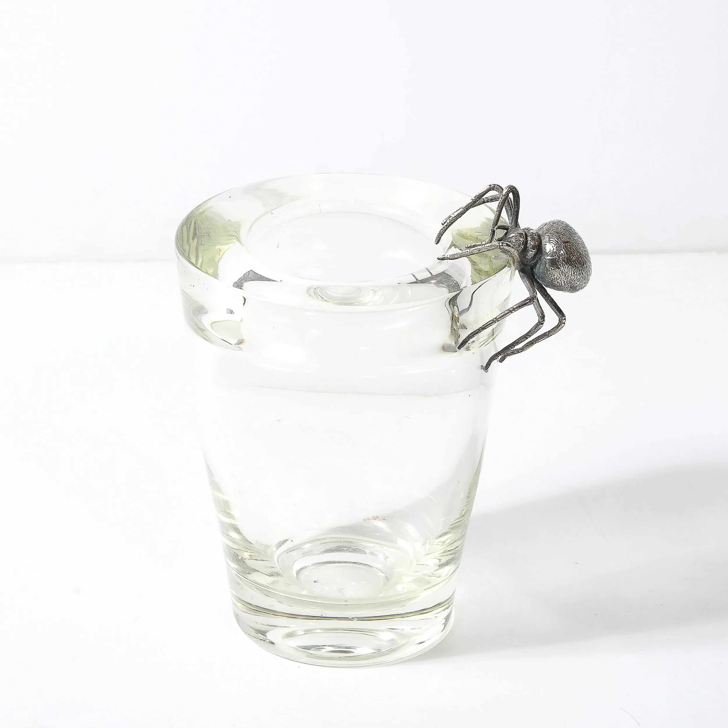Mid-Century Silver Spider Sculpture Crystal Vase signed Leerdam Crystal - High Style Deco 12.jpg