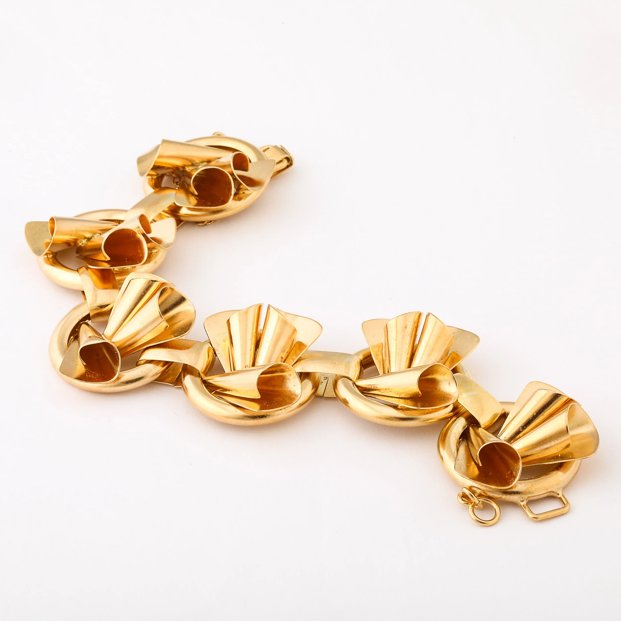Retro Sterling & Gold Washed Sculptural Geometric Scroll Form Bracelet - High Style Deco 14.jpg