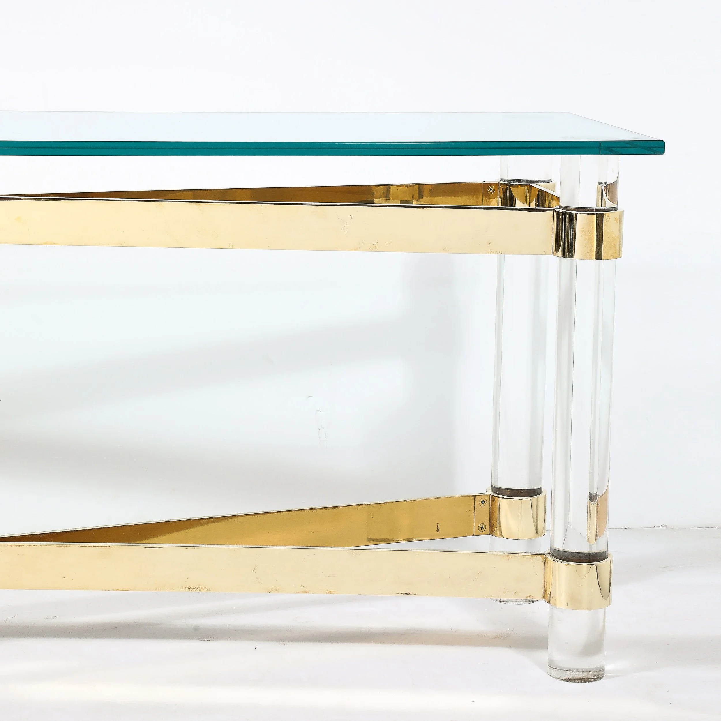 Mid-Century X Form Polished Brass & Lucite Console Table Signed Karl Springer - High Style Deco 13.jpg