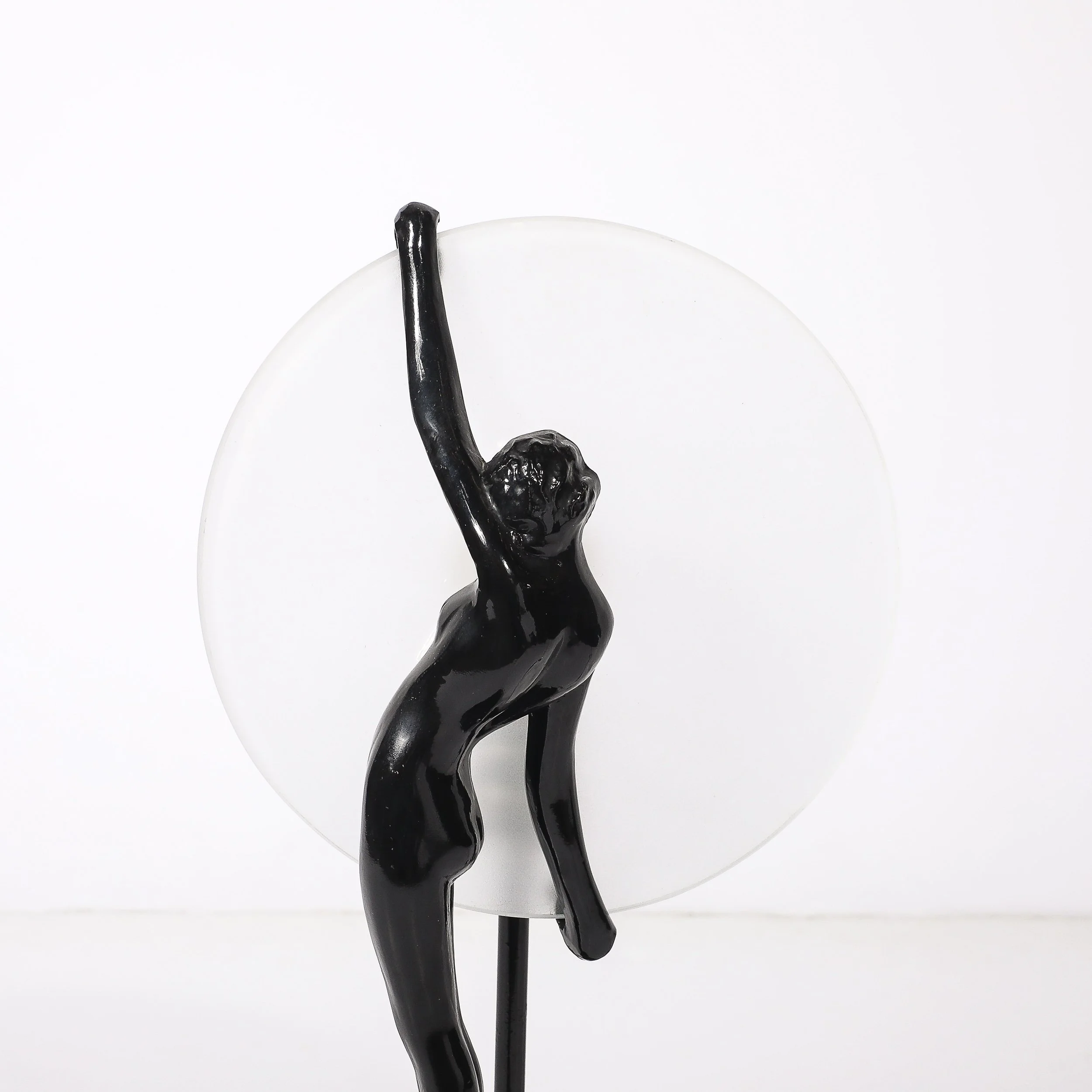 Art Deco Sculptural Nude Table Lamp in Black Enamel & Frosted Glass - High Style Deco 2.jpg