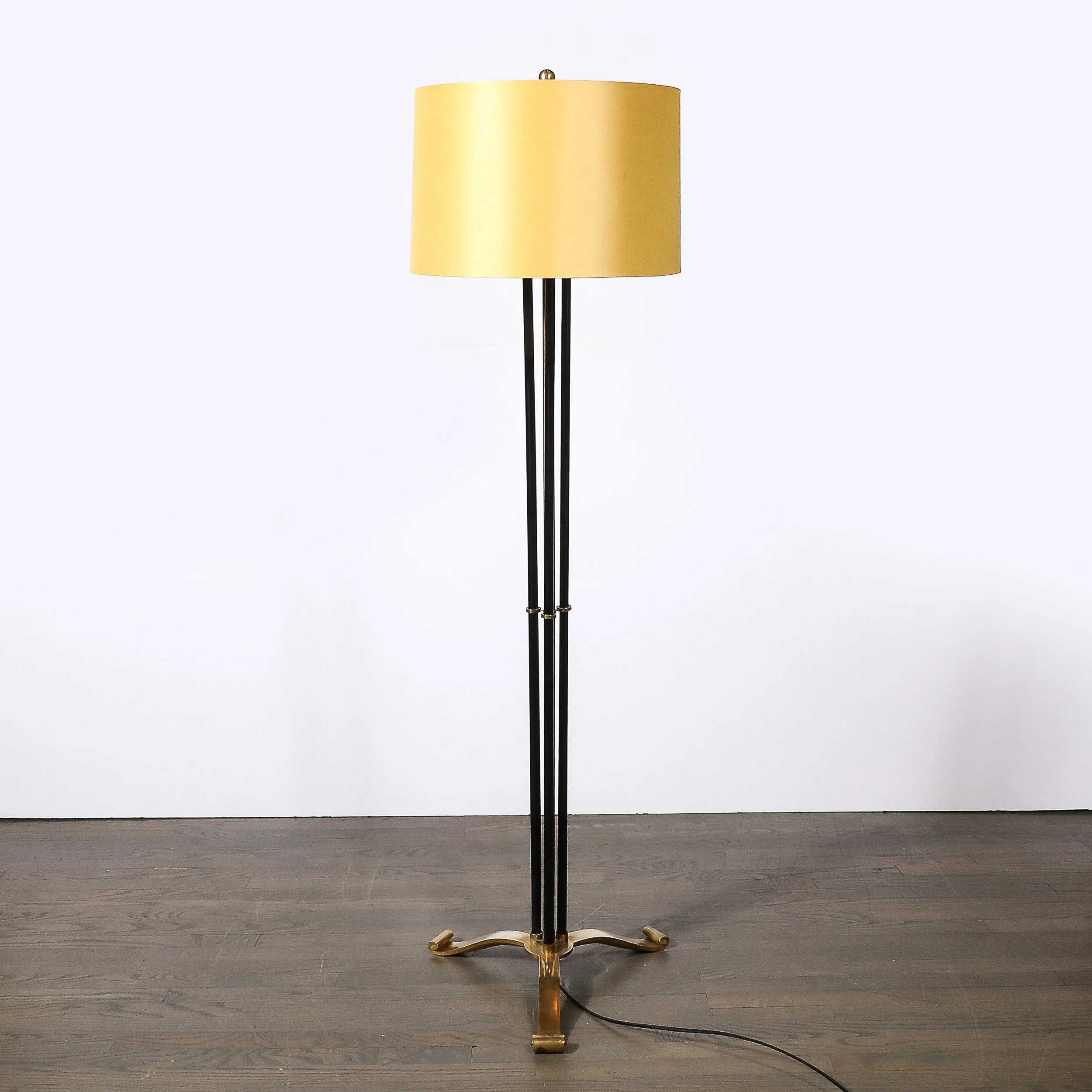 Art Deco Scroll From Base Machine Age Cylindrical Vitrolite & Bronze Floor Lamp - High Style Deco 13.jpg