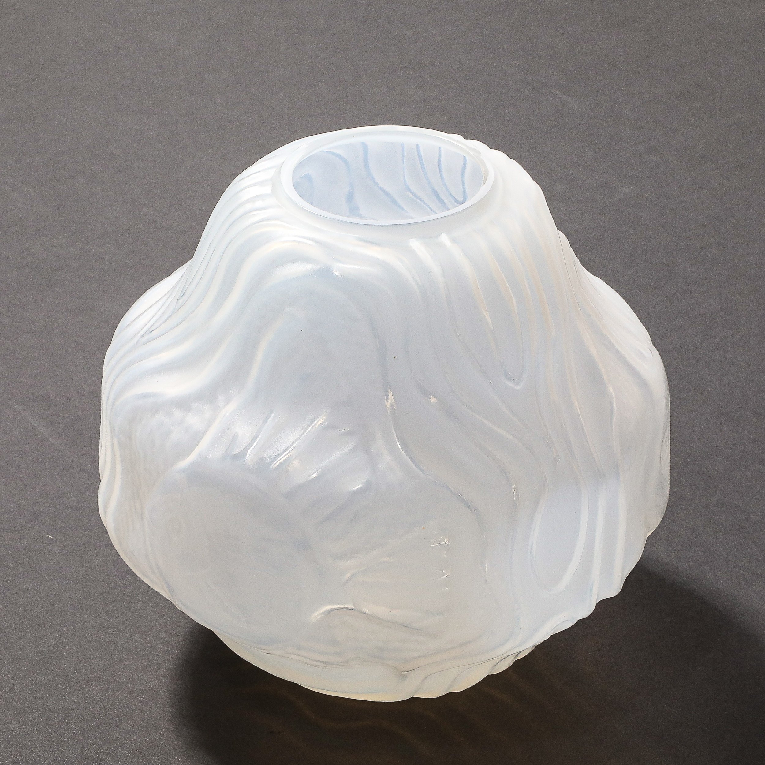 Art Deco Molded & Frosted Glass Vase with Aquatic Motif by André Hunebelle - High Style Deco 11.jpg