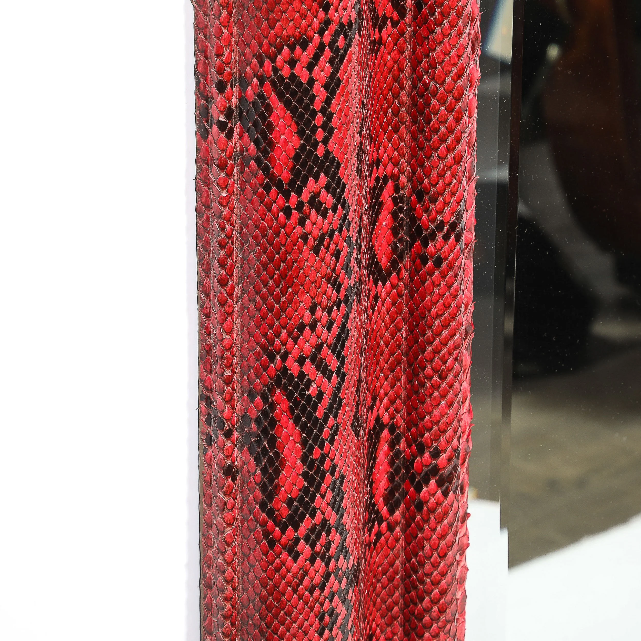 Mid-Century Molding Mirror in Red & Black Python Leather by Karl Springer - High Style Deco 10.jpg