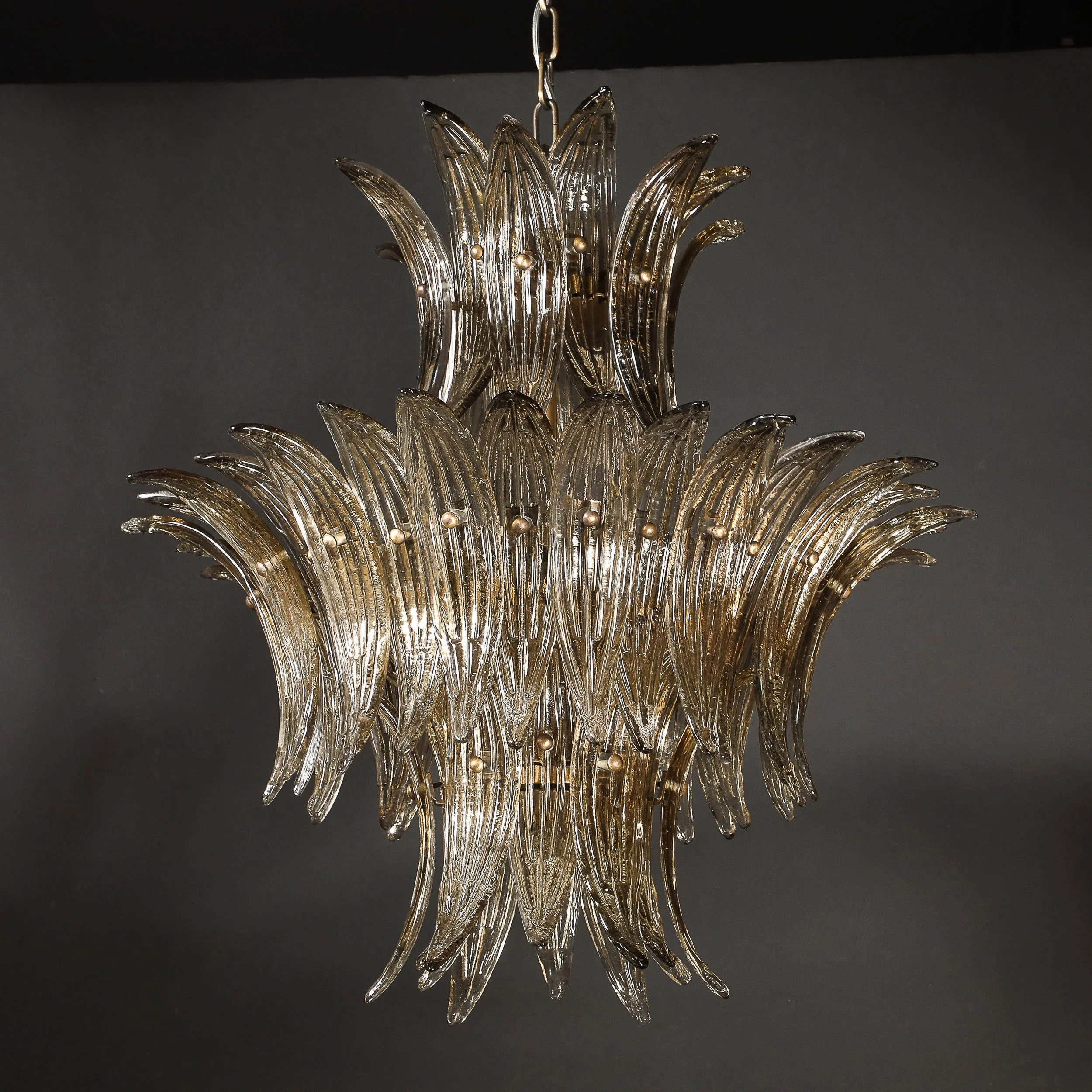 Modernist 3-Tier %22Palma%22 Hand-Blown Smoked Murano Glass & Bronze Chandelier - High Style Deco 14.jpg