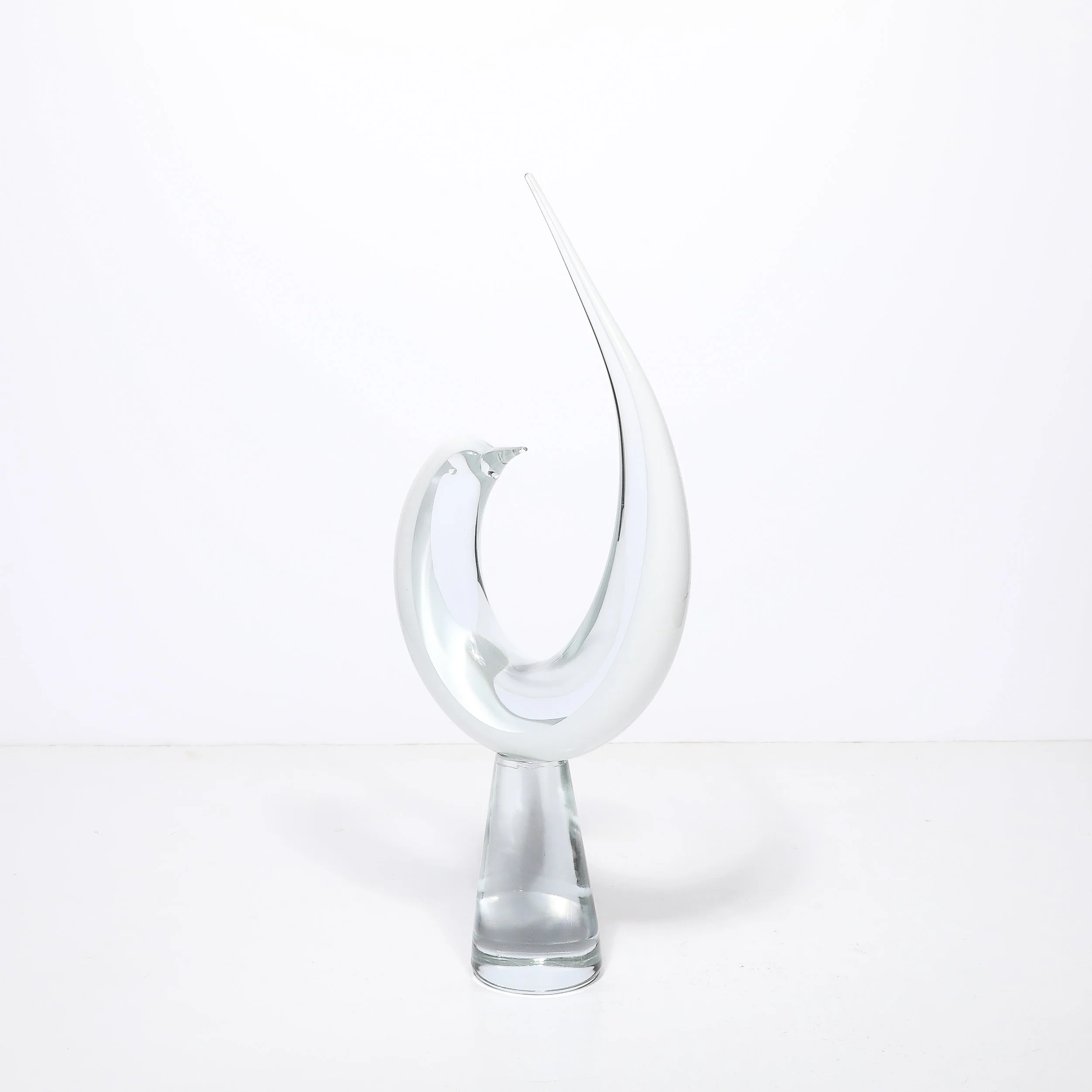 Mid-Century White & Transparent Murano Glass Bird Sculpture signed Renato Anatra - High Style Deco 13.jpg