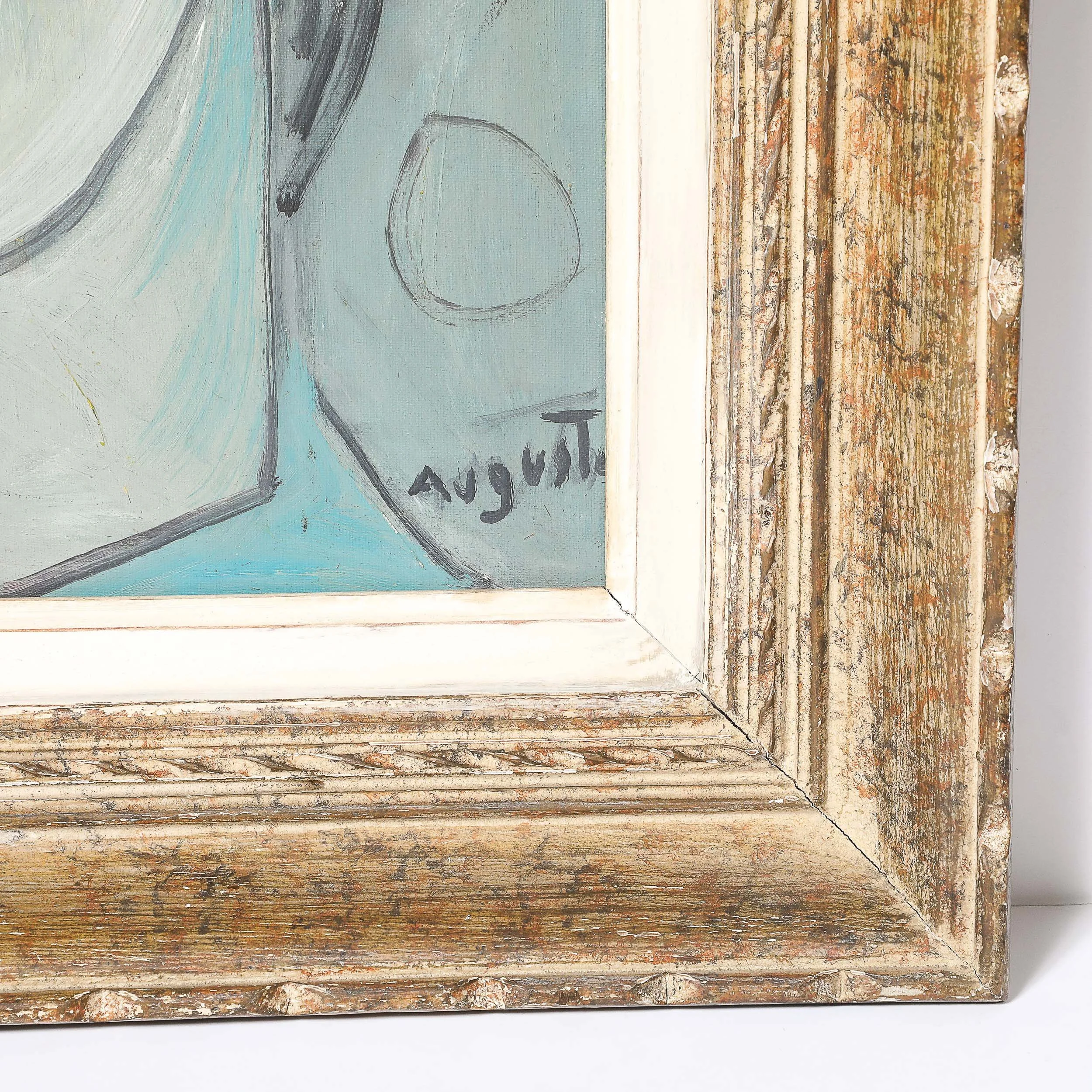Mid-Century Modernist Abstract Cubist Portrait in Oil on Canvas signed Augusti - High Style Deco 3.jpg