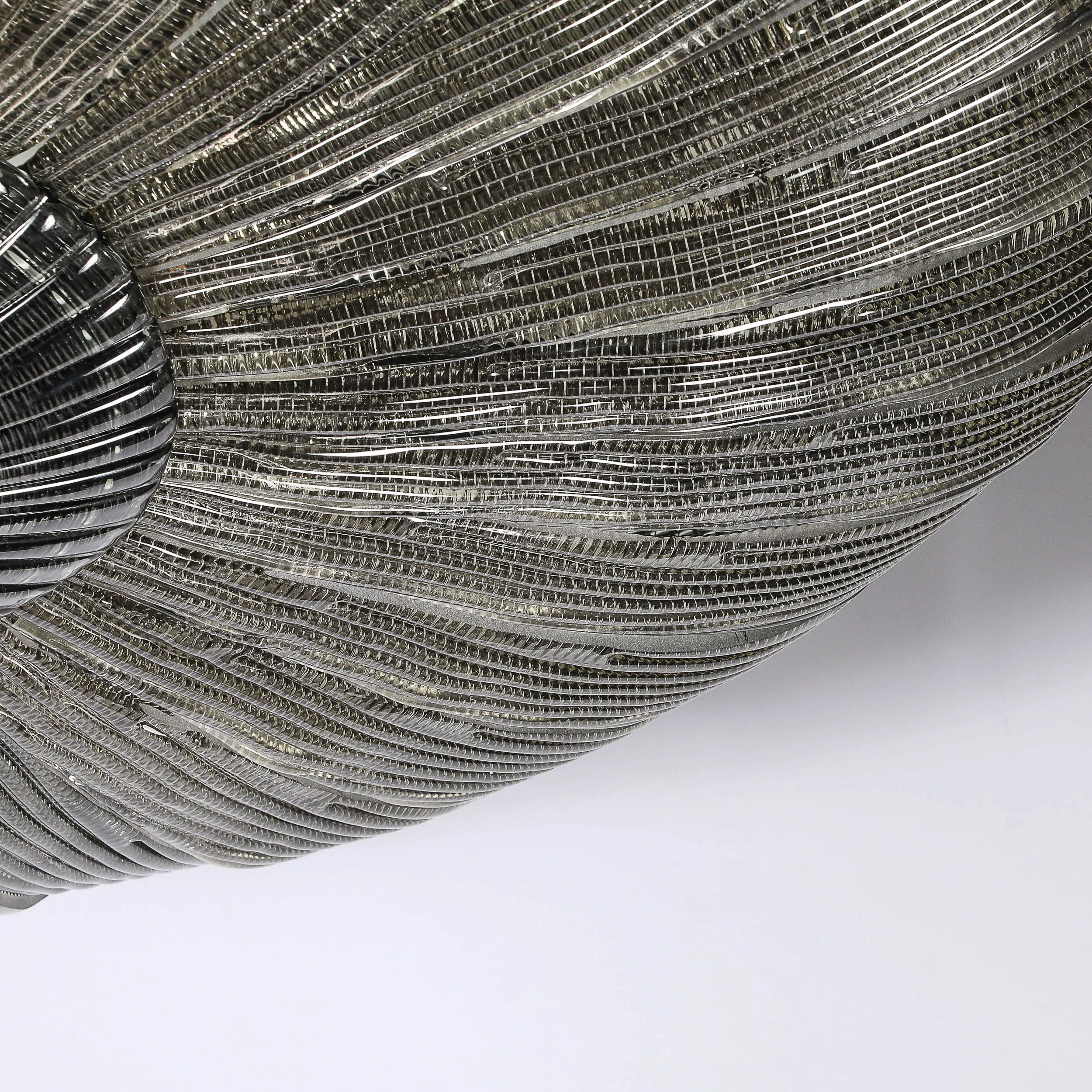 Monumental Modernist Hand-Blown Murano Reeded & Smoked Glass Flush Mount - High Style Deco 6.jpg