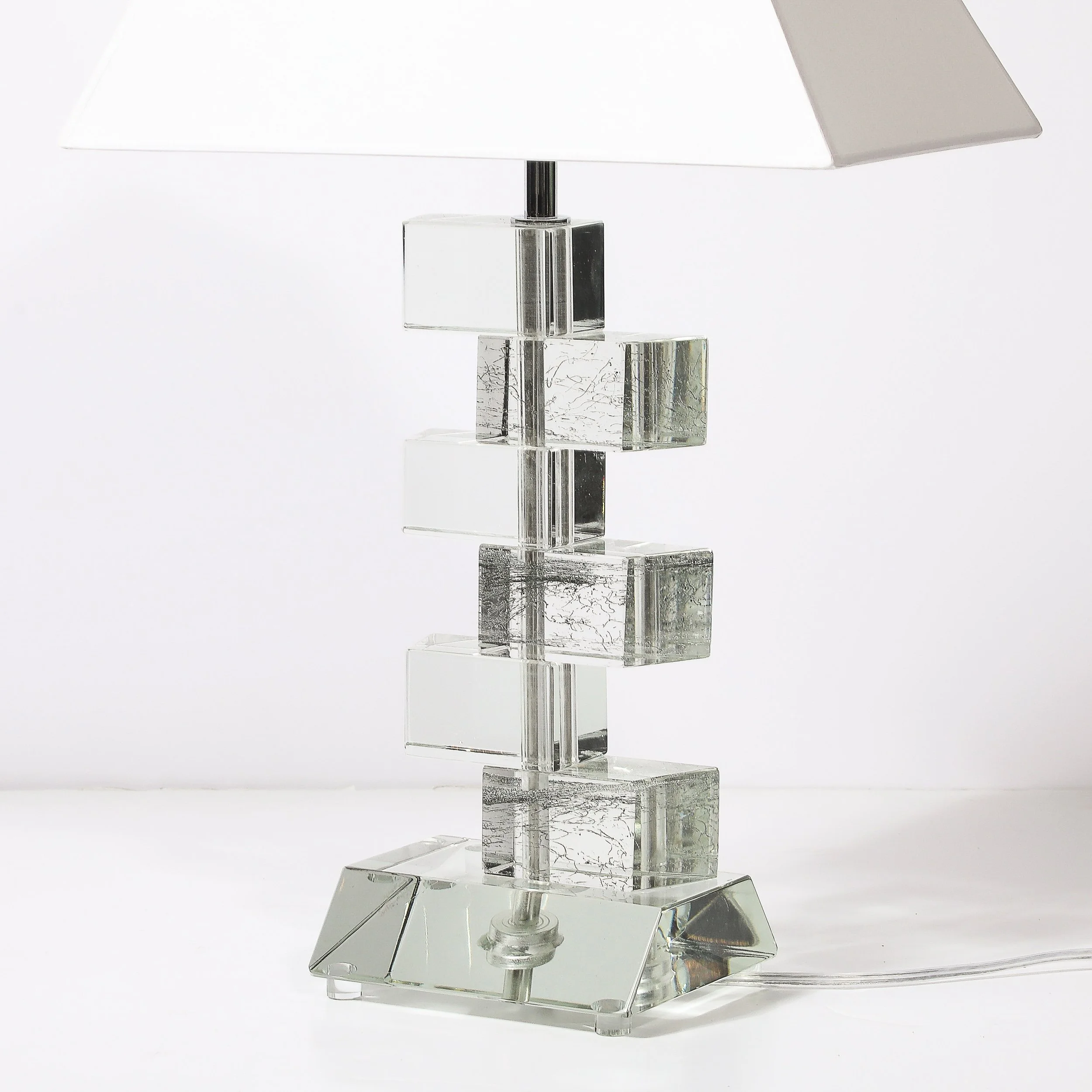Modernist Hand-Blown Murano Stacked & Faceted Trapezoidal Glass Table Lamps - High Style Deco 5.jpg