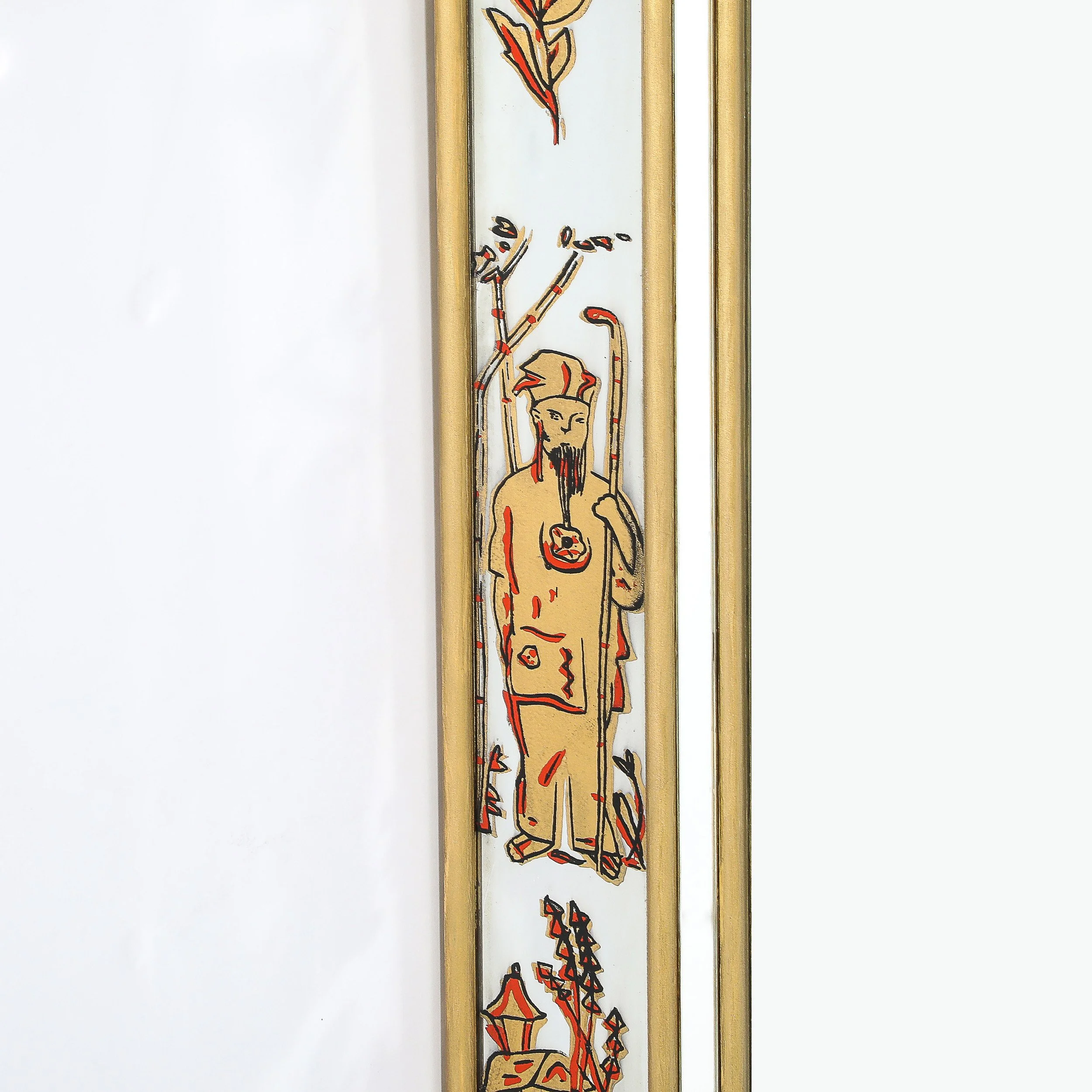 Mid-Century Modernist Eglomise & Giltwood Stylized Chinoiserie Bordered Mirror - High Style Deco 1.jpg