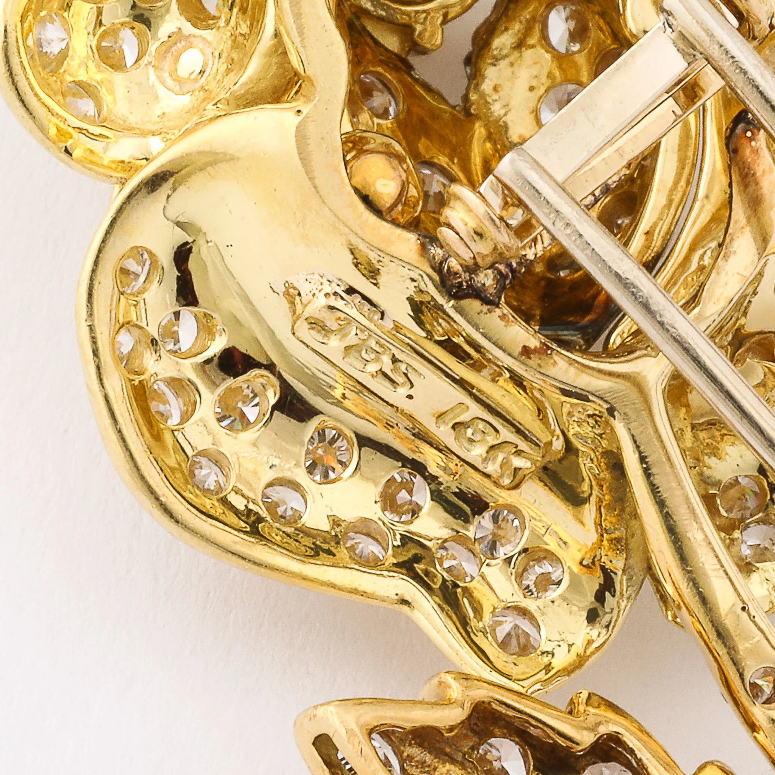 Estate 3 Carat Diamond Encrusted Rose Brooch in 18kt Gold - High Style Deco 3.jpg