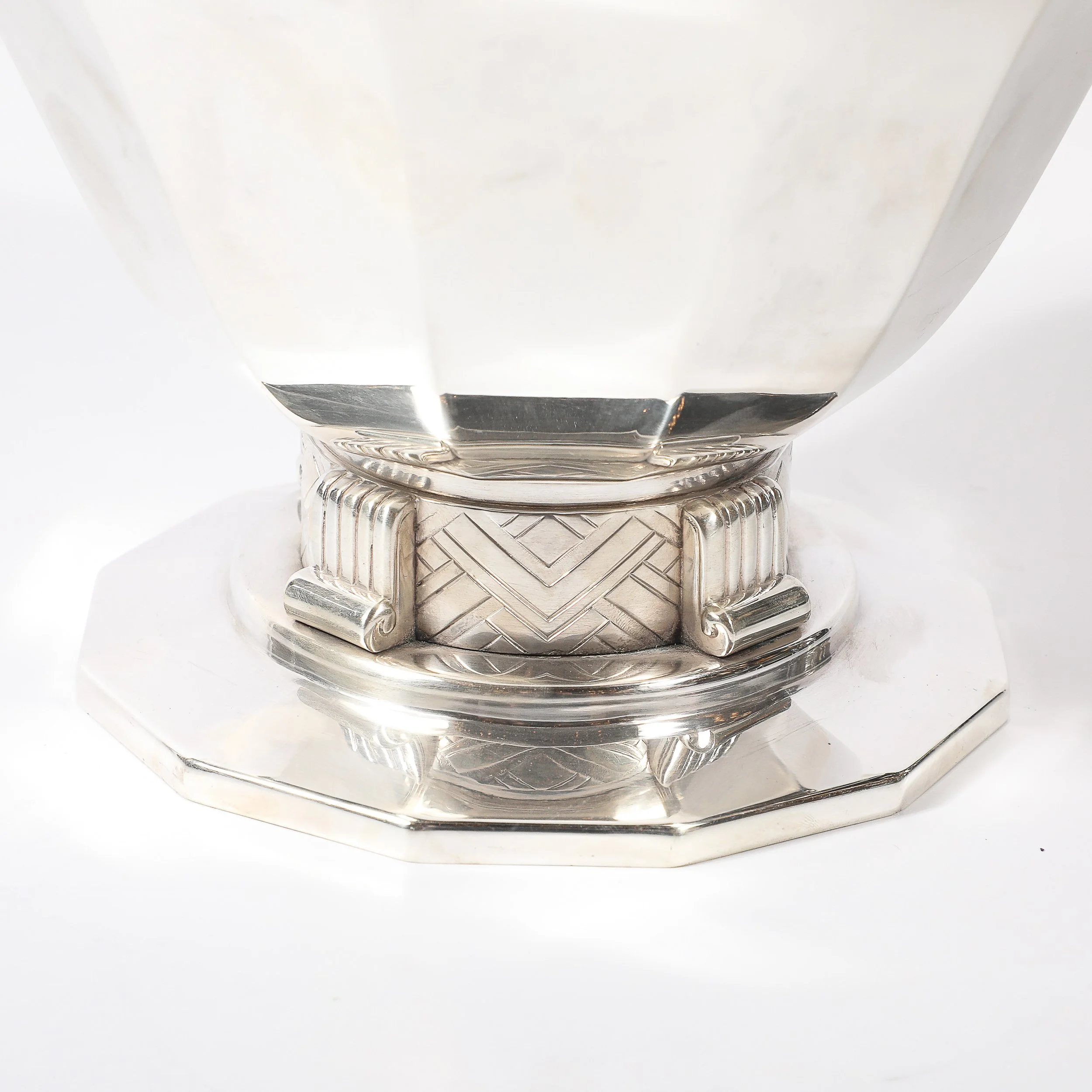 Art Deco Skyscraper Style Apollo Company Silver Plated Bowl w: Chevron Motif - High Style Deco 3.jpg