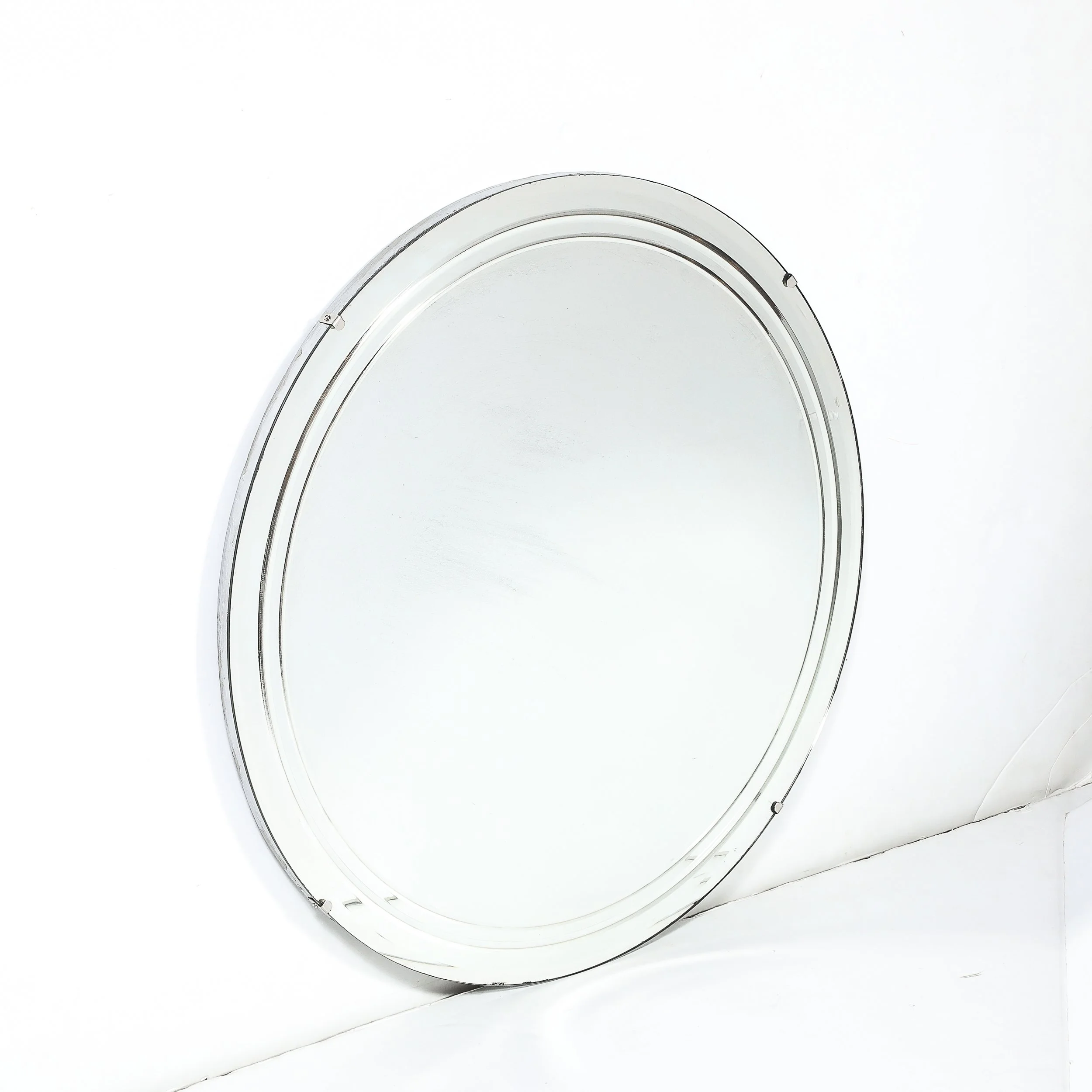 Art Deco Streamlined Machined Age Minimal Round Reversed Etched & Beveled Mirror - High Style Deco 6.jpg