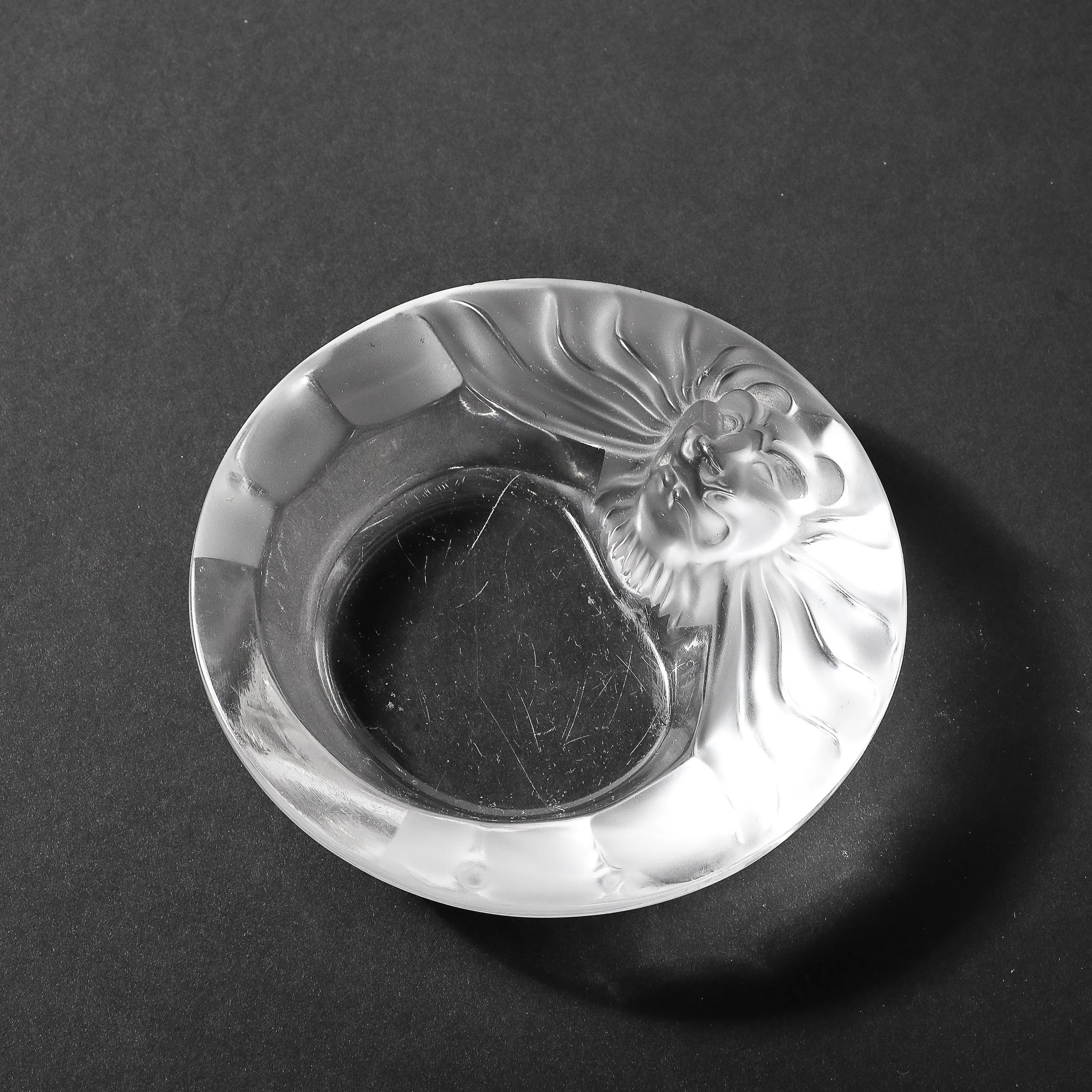 Vintage Lalique Tete De Lion Crystal Cigar Ashtray - High Style Deco 9.jpg