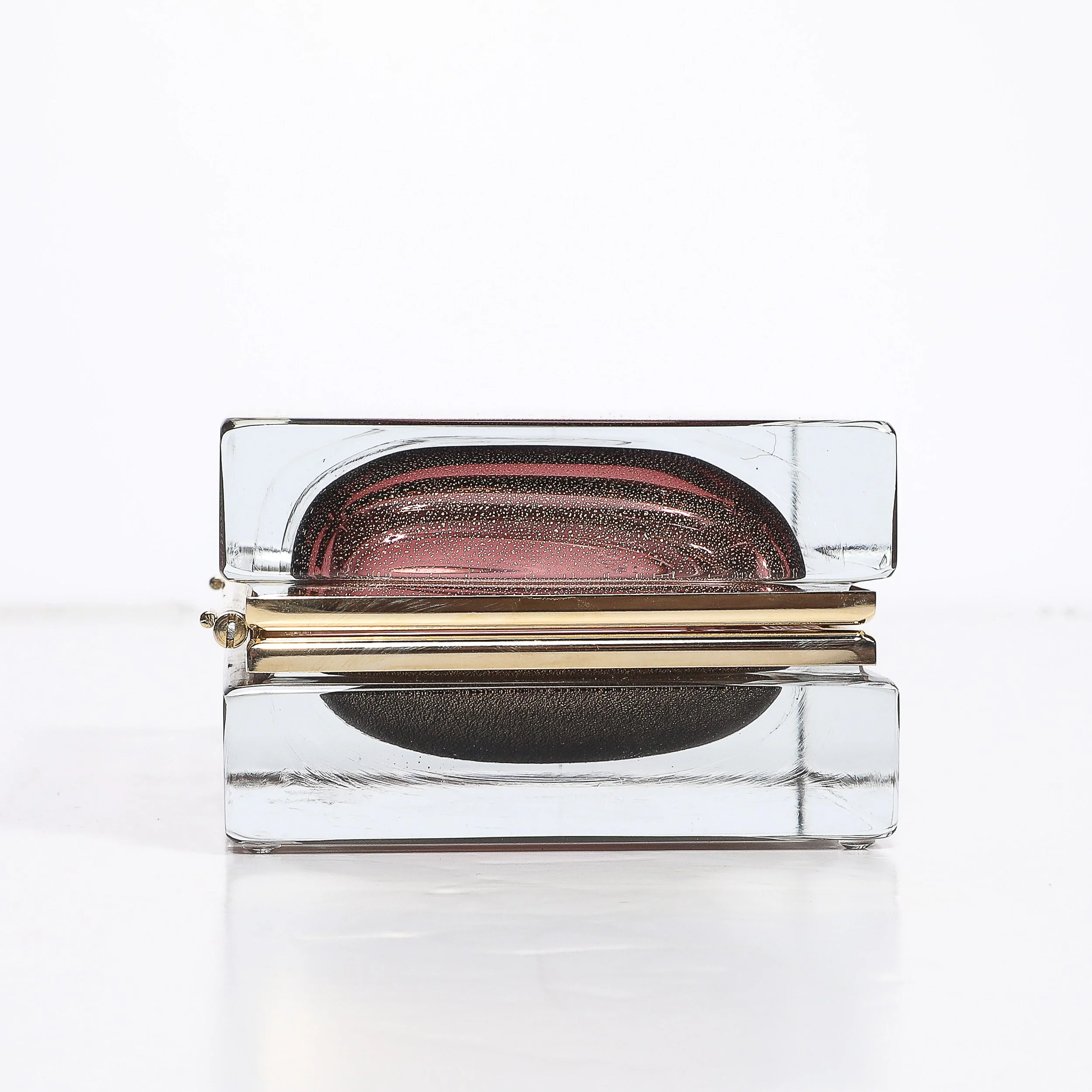 Modernist Hand-Blown Murano Glass Box in Smoked Rose with 24 Karat Gold Flecks - High Style Deco 12.jpg