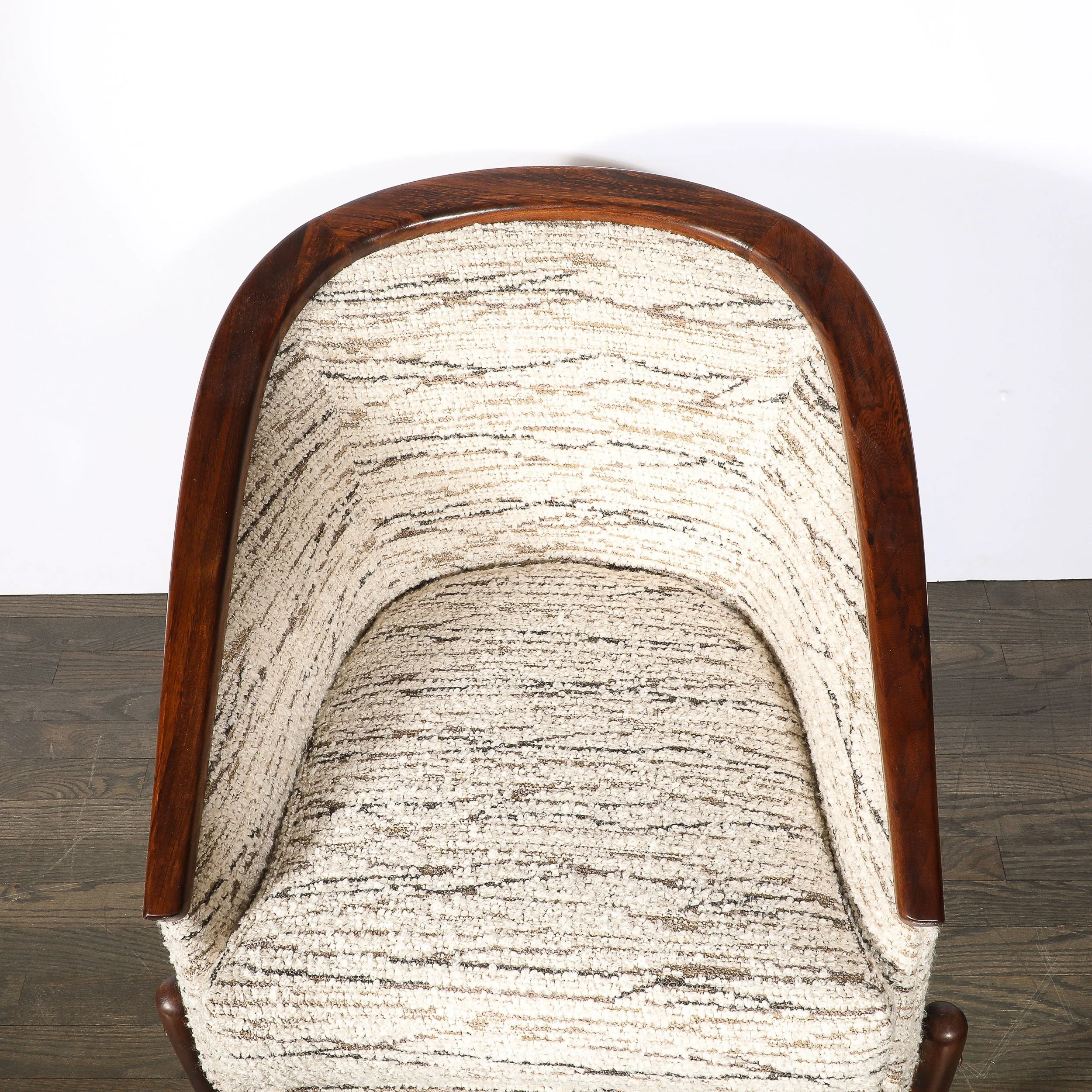 Mid-Century Modernist Tub Back Club Chair w: Walnut Tapered Sculptural Supports - High Style Deco 14.jpg