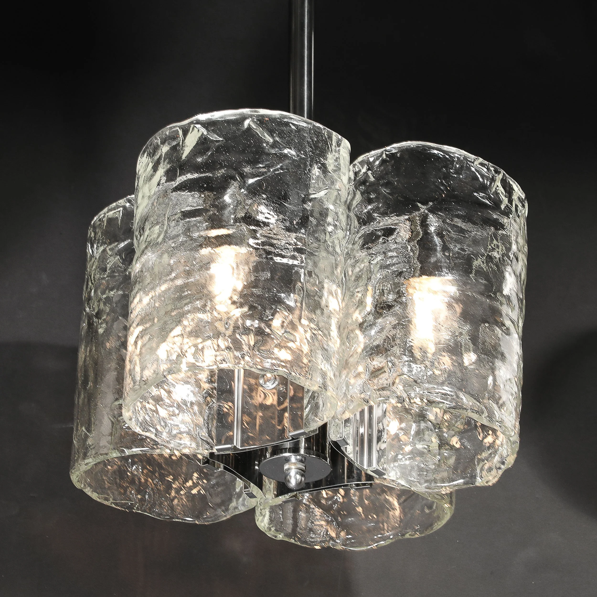 Mid-Century Hand-Blown Murano Mottled Glass & Nickel Chandelier by Mazzega - High Style Deco 16.jpg