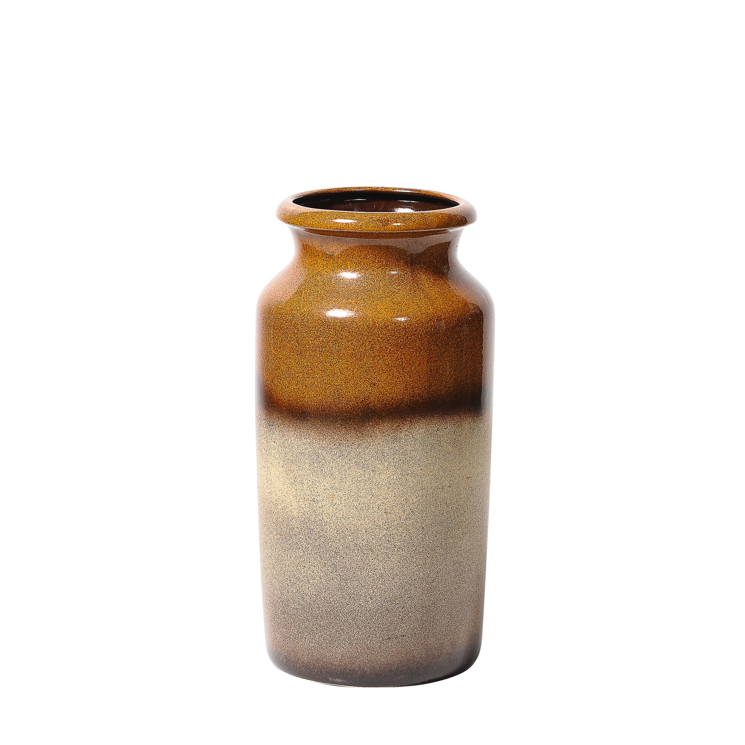 Mid-Century Ochre & Saffron Glazed Ceramic Umbrella Stand with Umber Detailing - High Style Deco.jpg