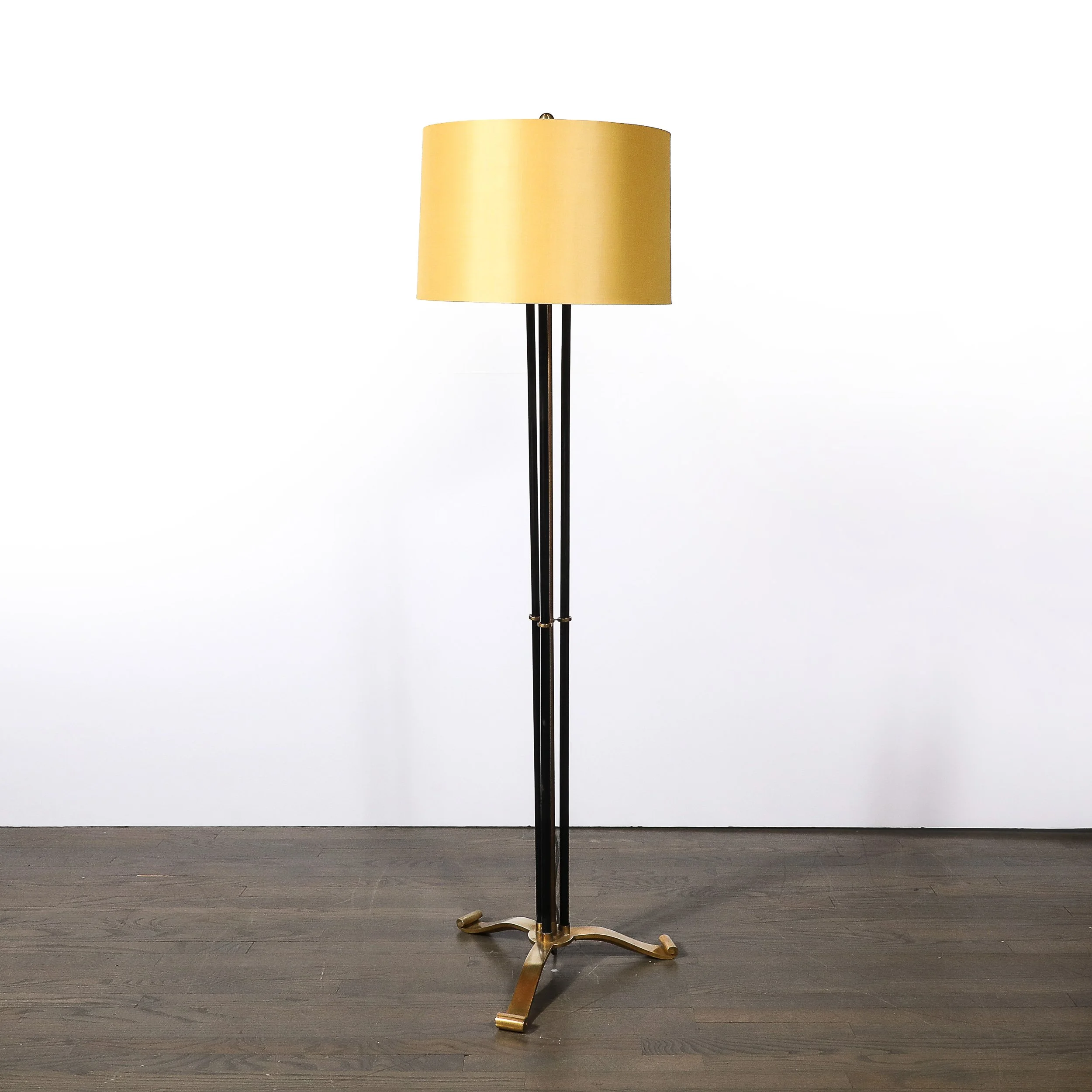 Art Deco Scroll From Base Machine Age Cylindrical Vitrolite & Bronze Floor Lamp - High Style Deco 6.jpg