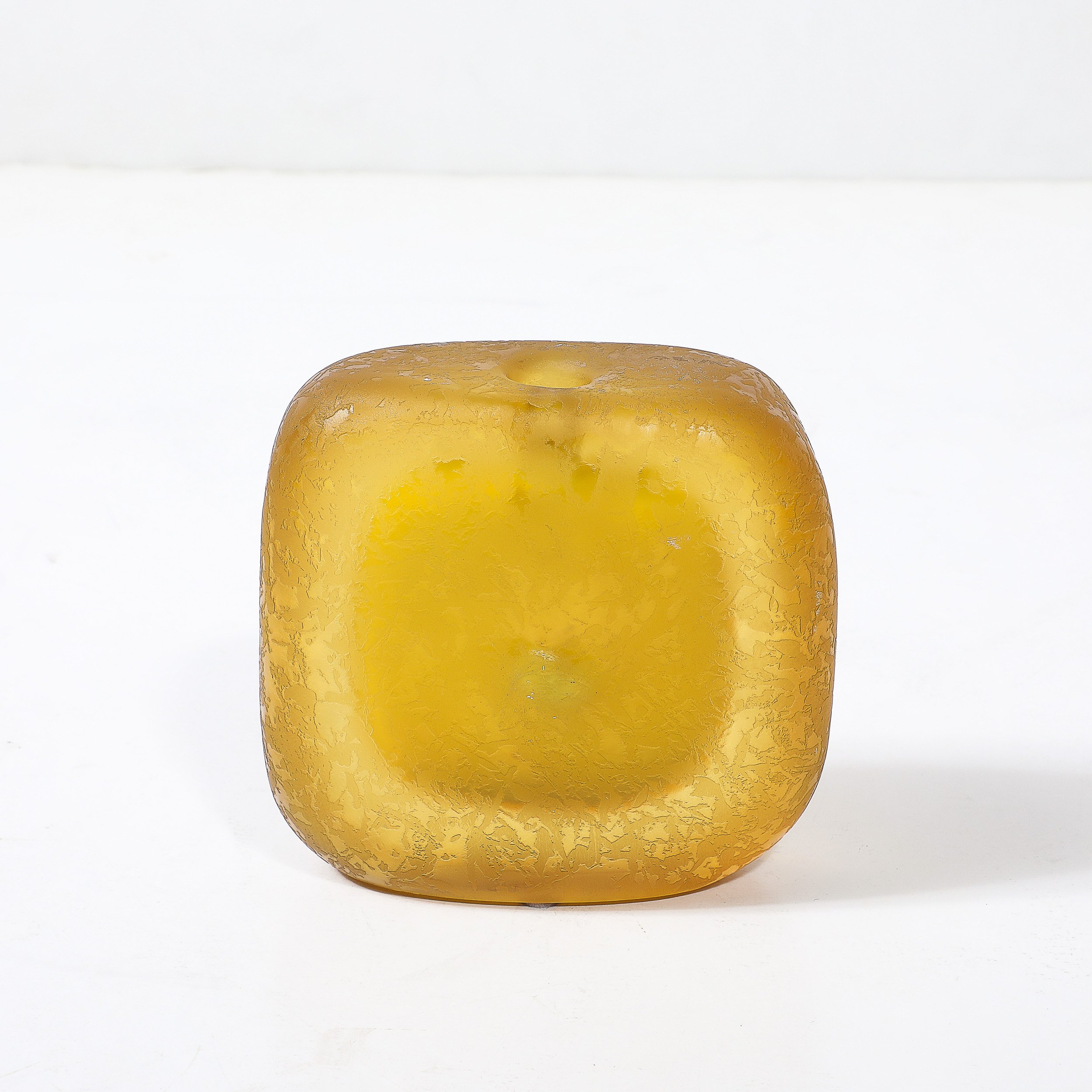 Mid-Century Hand-Blown Murano Glass Bud Vase in Lemon Yellow W: Mottled Texture - High Style Deco 1.jpg