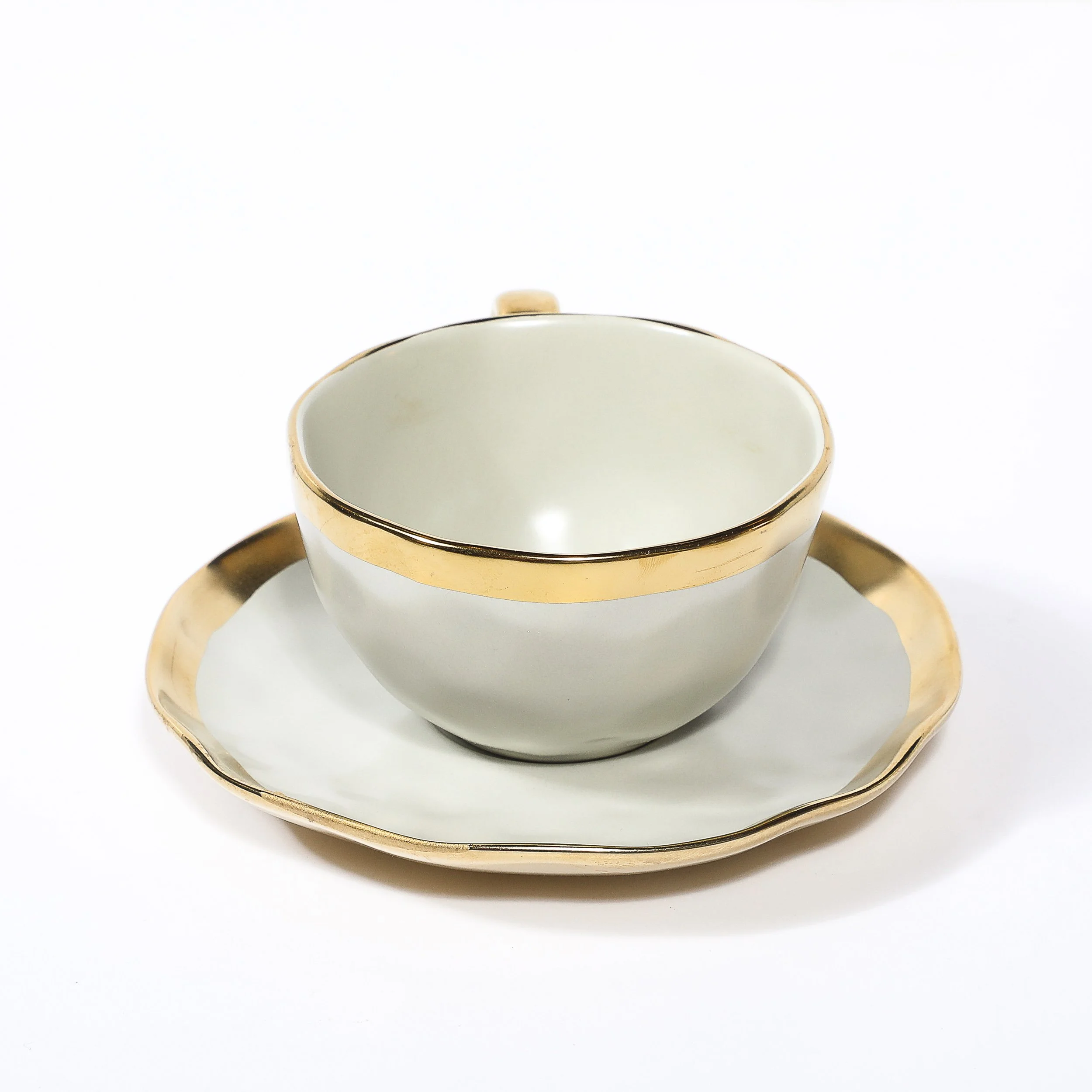 Modern Off White Porcelain W:Gilt Accents Tea:Coffee Service for 8 Tania Bulhões - High Style Deco 10.jpg