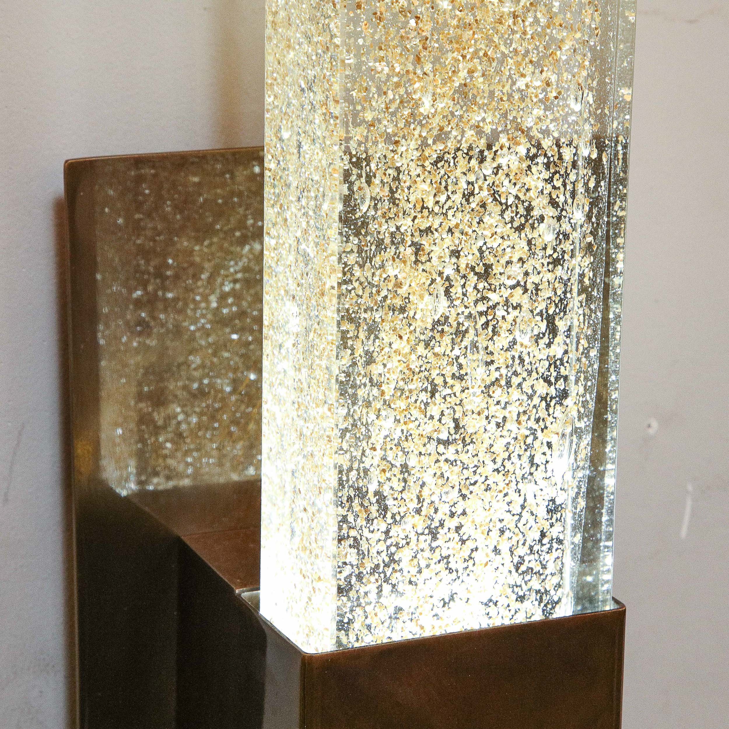 Pair of Handblown Murano Sconces in Glass and Antiqued Brass with 24-Karat Gold Flecks - High Style Deco 12.jpg