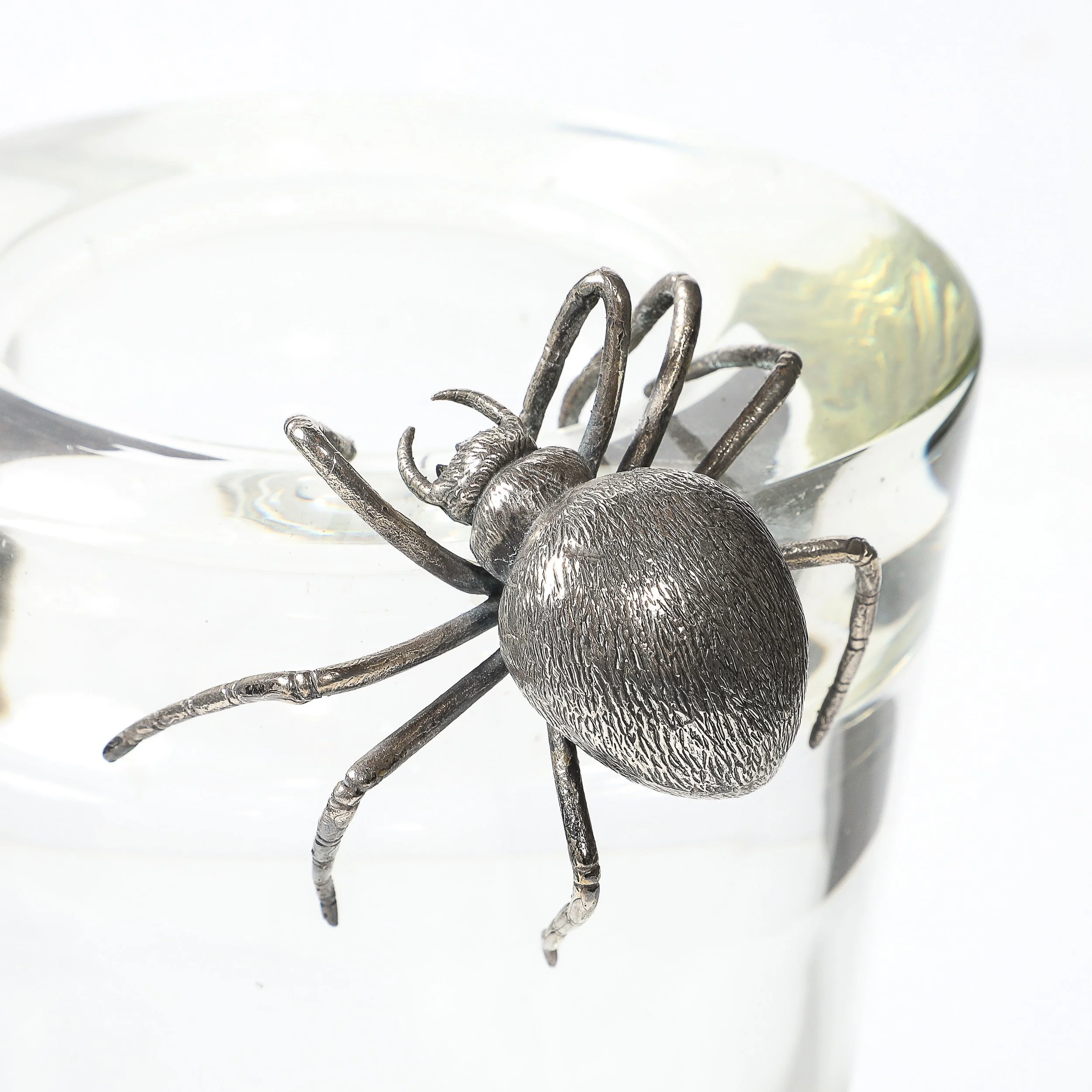 Mid-Century Silver Spider Sculpture Crystal Vase signed Leerdam Crystal - High Style Deco 2.jpg