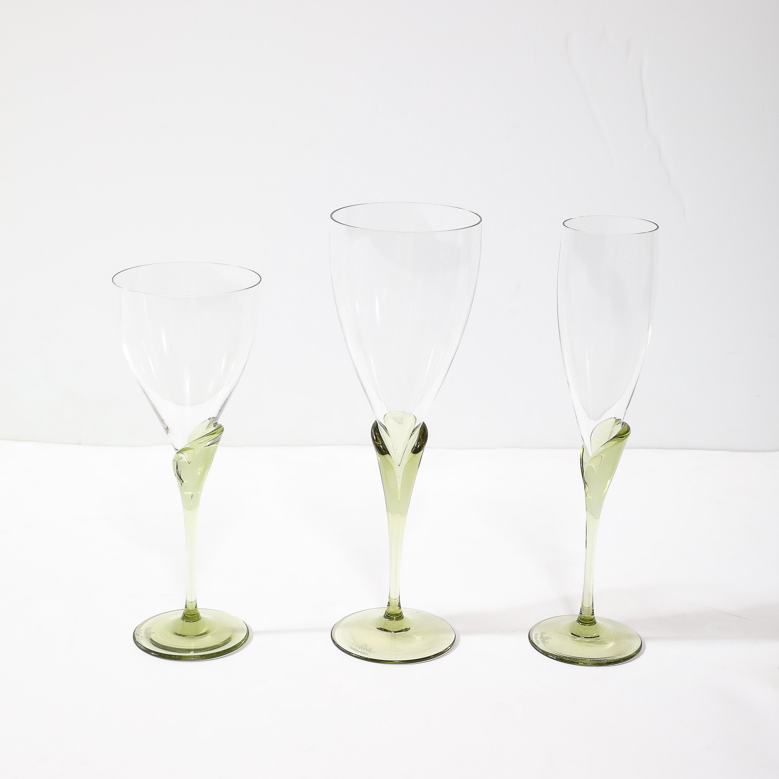 Set of 36 Papyrus Pattern Rosenthal Water, Wine and Champagne Crystal Stemware - High Style Deco 1.jpg