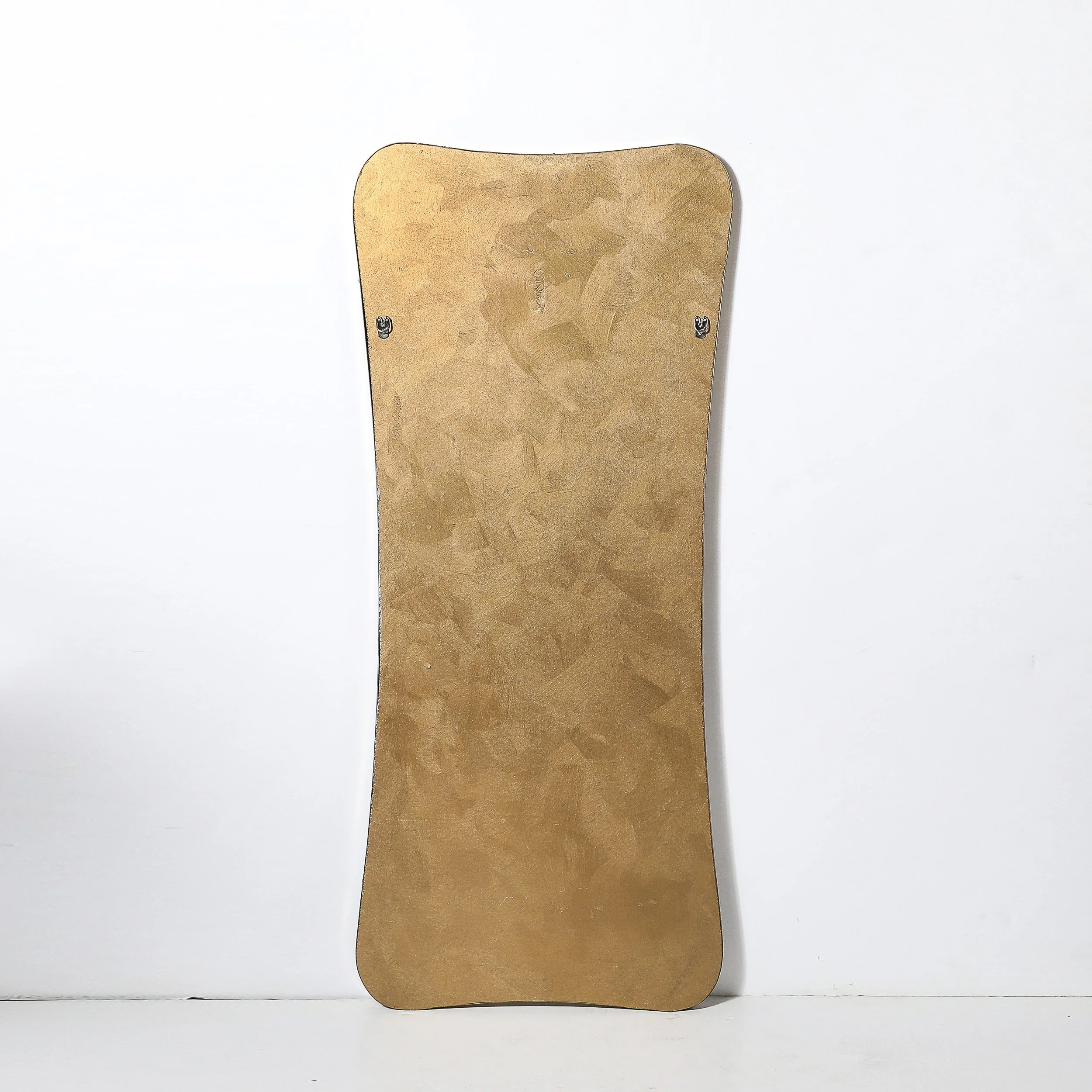 Pair of Mid-Century Modernist Curvilinear Hourglass Form Brass Wrapped Mirrors - High Style Deco 7.jpg