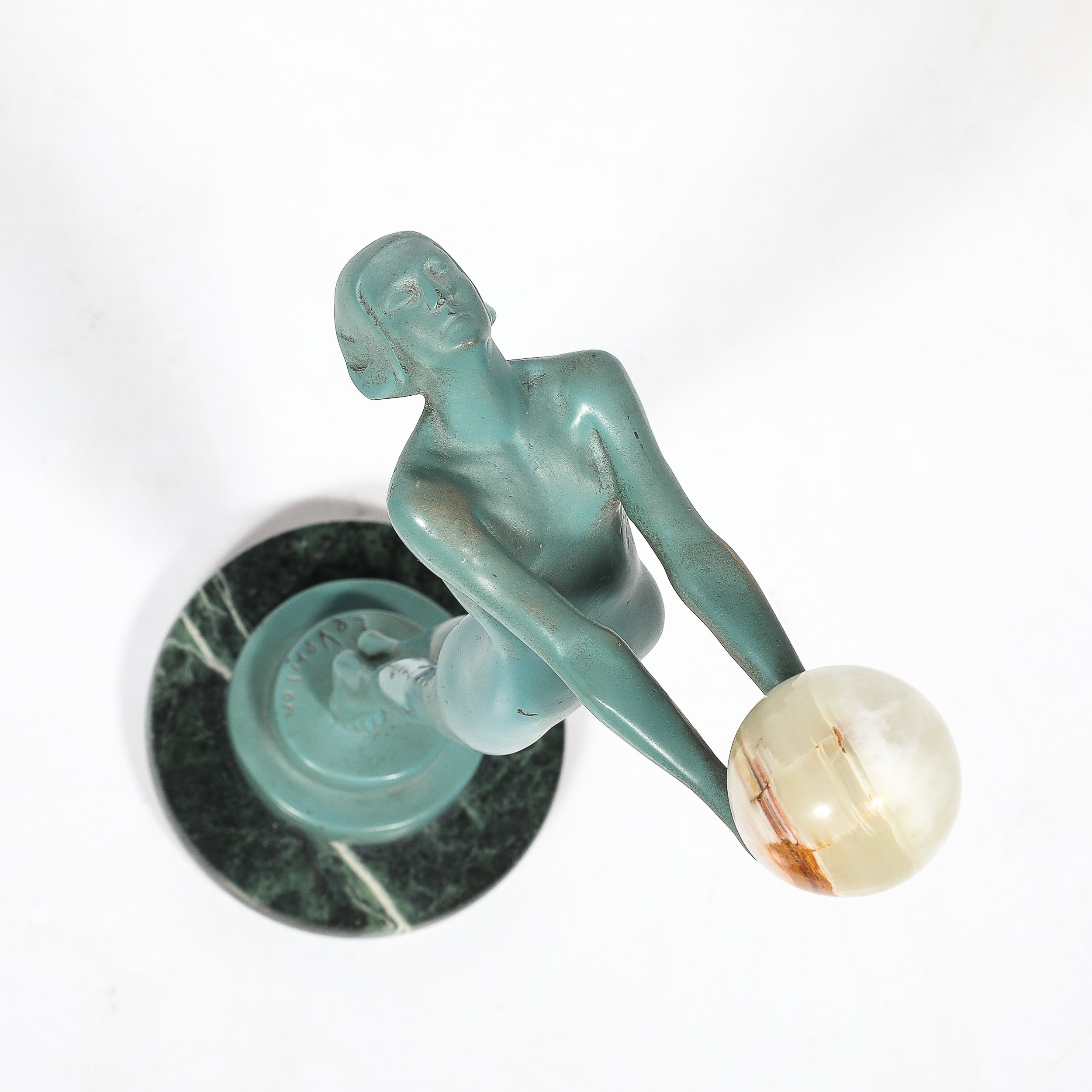 Art Deco Sculptural Onyx & Veria Green Marble Nude Flapper signed Max le Verrier - High Style Deco 18.jpg