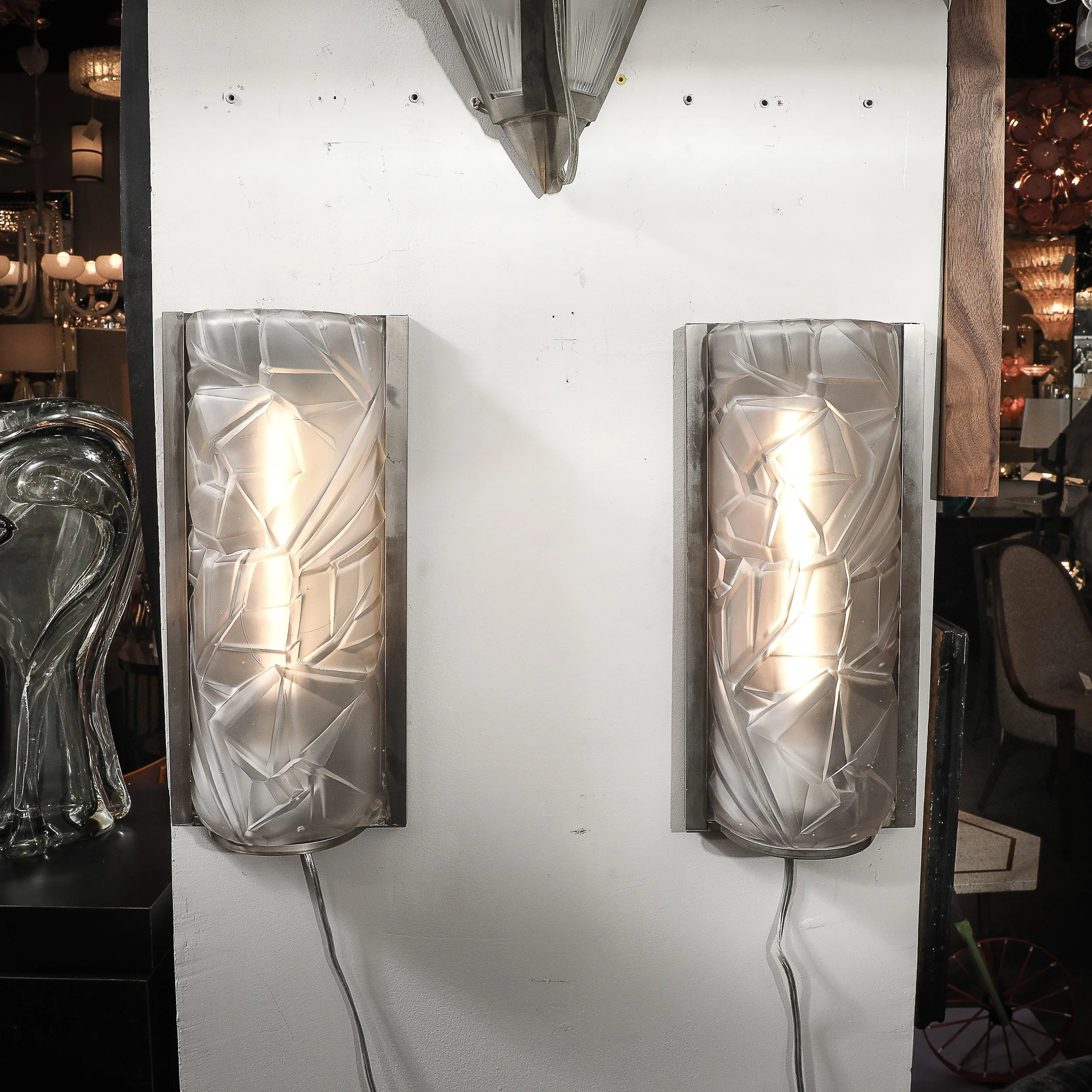 Art Deco Molded & Frosted Glass w: Abstract Cubist Geometric Motif Sconces - High Style Deco 8.jpg