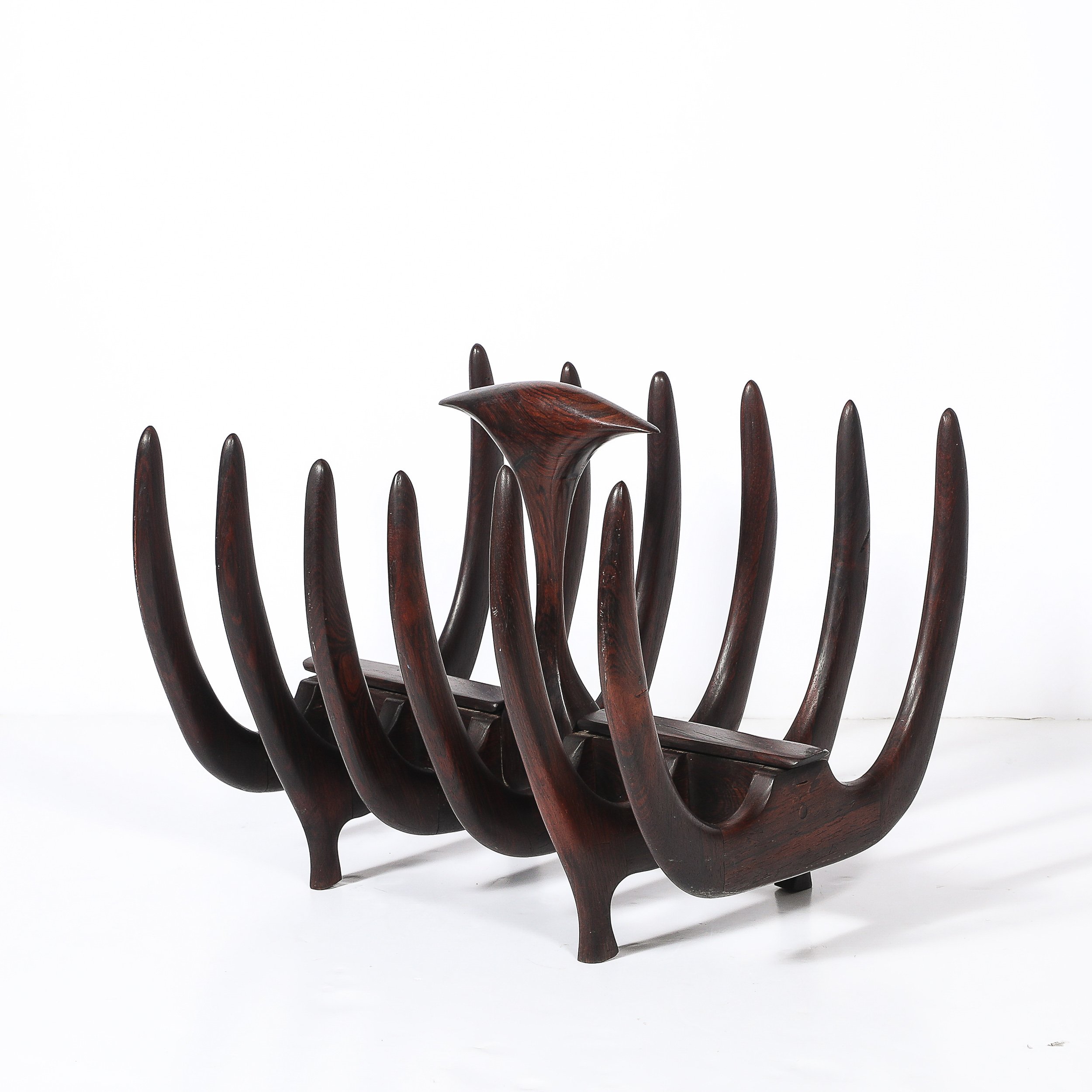Mid-Century Modernist Sculptural Osseous Form Magazine Stand in Rosewood - High Style Deco 4.jpg