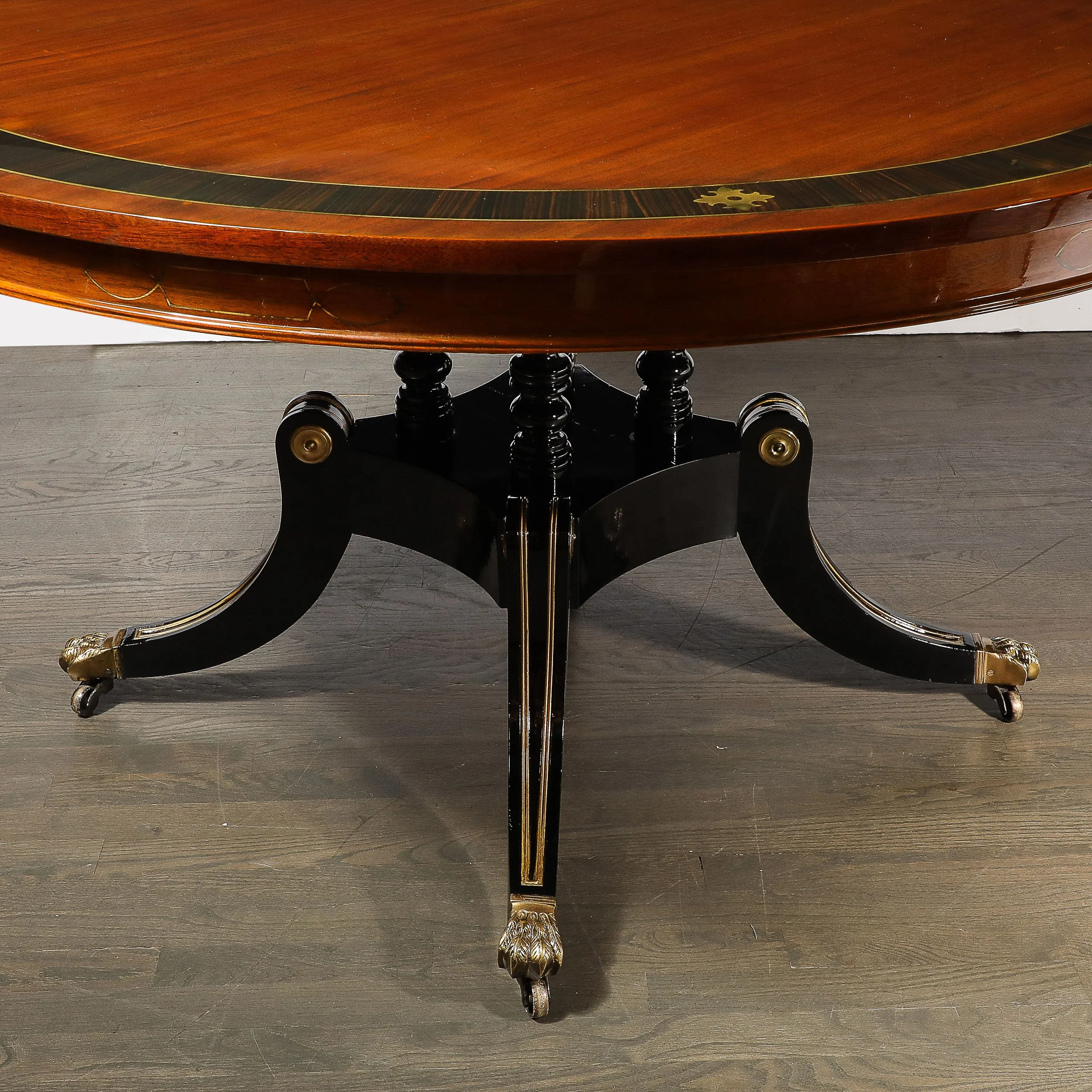 Neoclassical Center Table in Macassar W: Brass Heraldic Inlays & Black Lacquer - High Style Deco 4.jpg