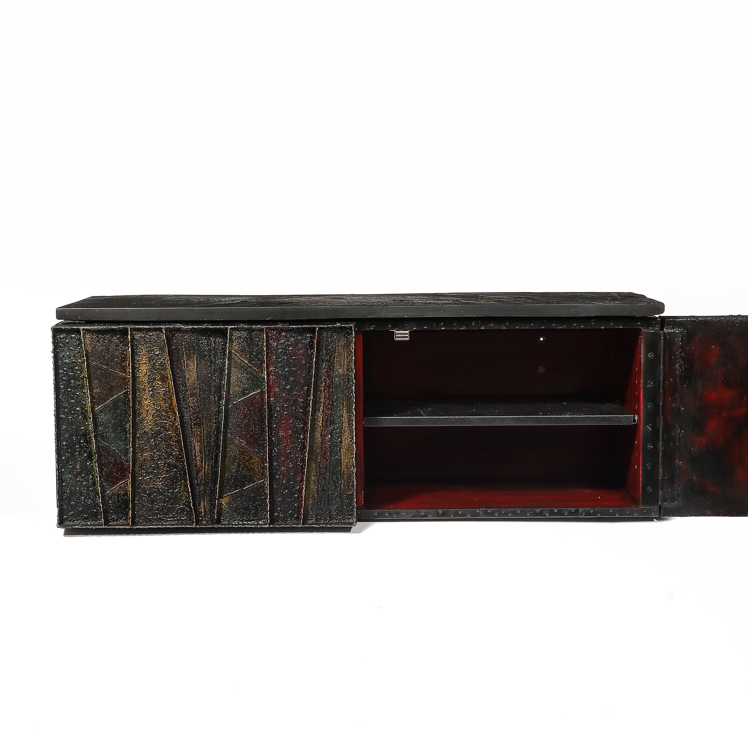 Mid-Century Brutalist Wall Mounted Patchwork Console Table Signed Paul Evans - High Style Deco 8.jpg