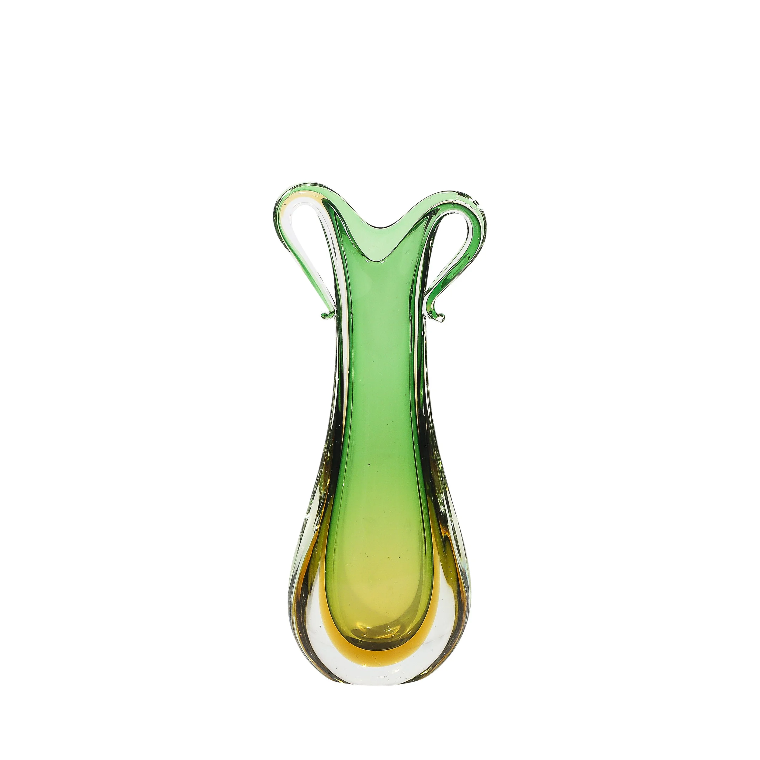 Mid-Century Modernist Hand-Blown Murano Sommerso Glass in Emerald & Amber Hues - High Style Deco.jpg