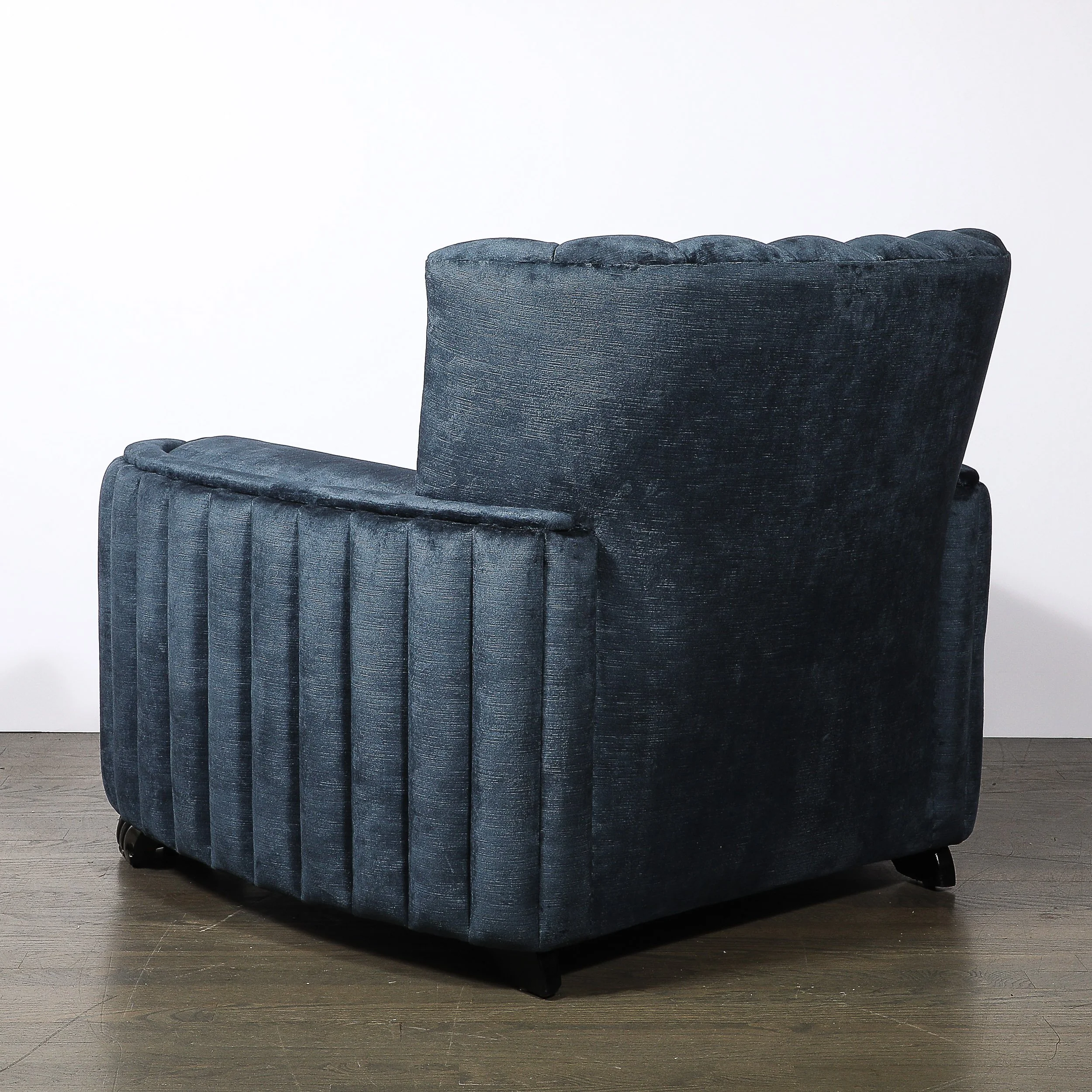 Art Deco Club Chair with Sculptural Ebonized Supports in Smoked Sapphire Velvet - High Style Deco 5.jpg