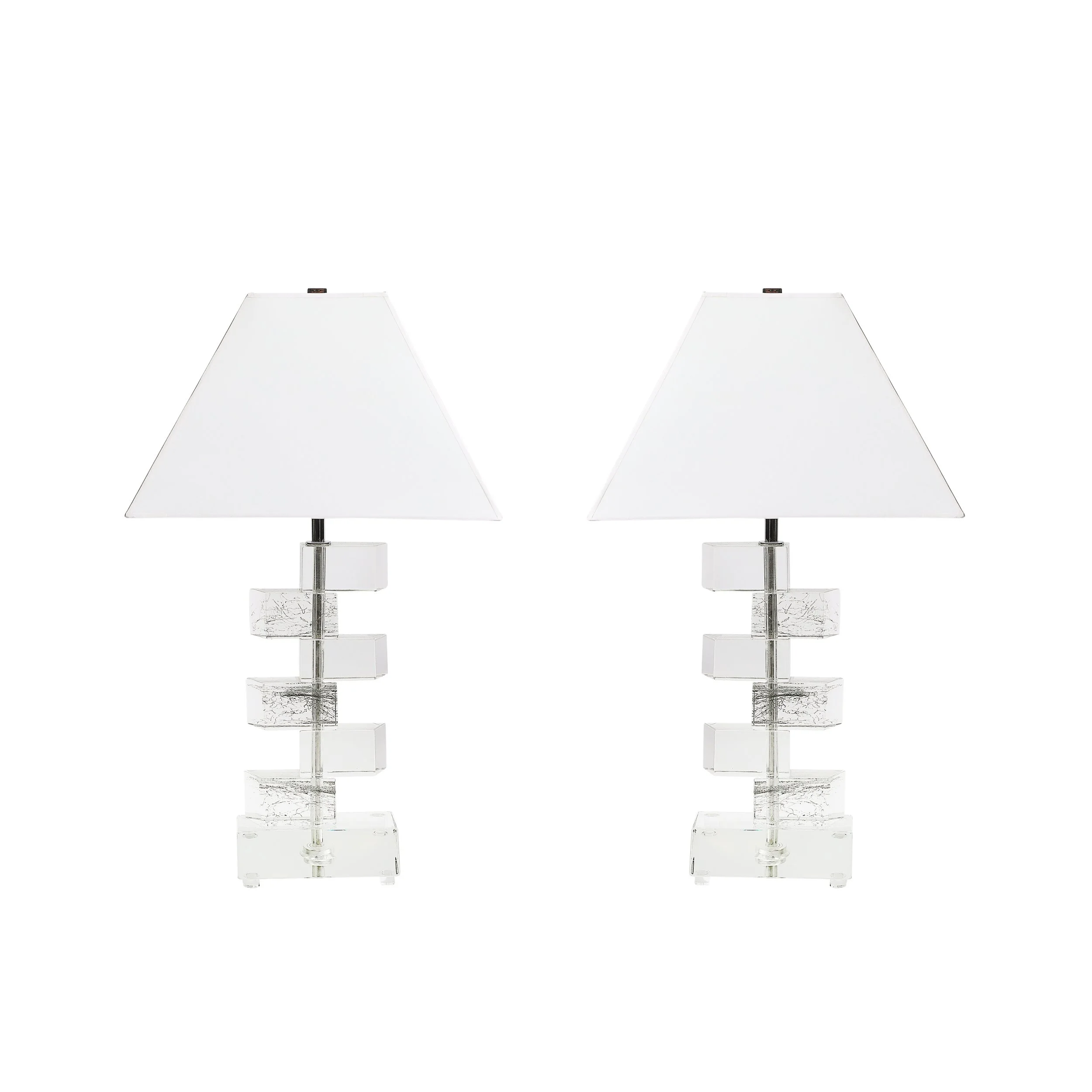 Modernist Hand-Blown Murano Stacked & Faceted Trapezoidal Glass Table Lamps - High Style Deco 1.jpg