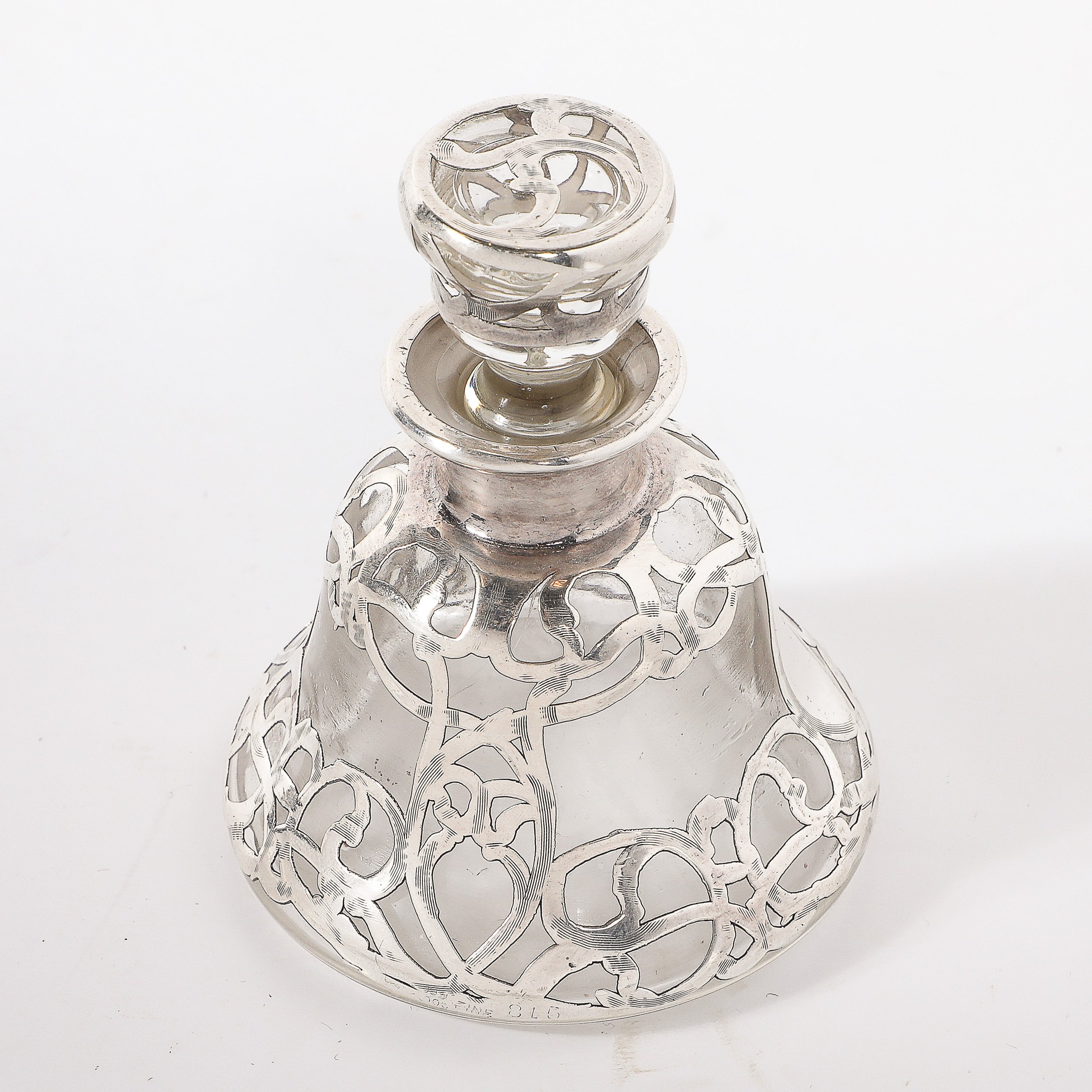 Art Nouveau Fine Sterling Overlay Perfume Bottle signed Steuben - High Style Deco 8.jpg