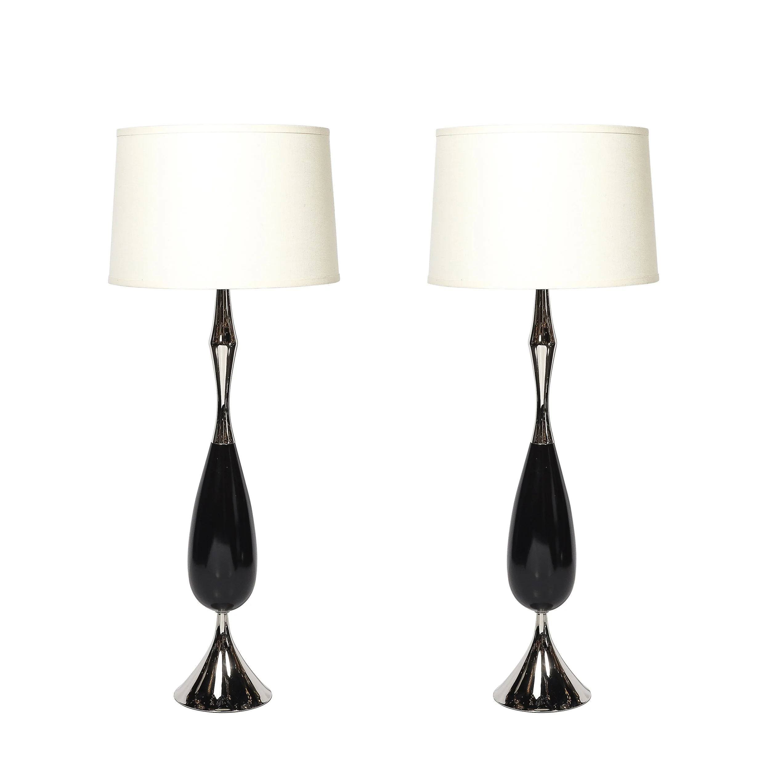 Pair of Mid-Century Polished Nickel & Ebonized Walnut Table Lamps by Tony Paul - High Style Deco.jpg