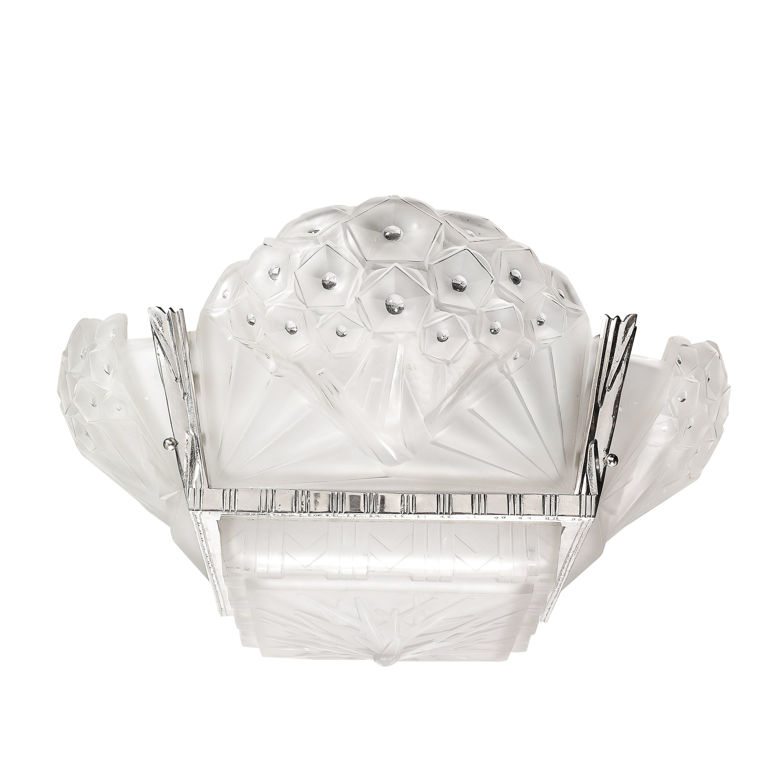 Art Deco Fractal Cubist Frosted Glass & Bronze Chandelier signed Muller Freres - High Style Deco 7.jpg