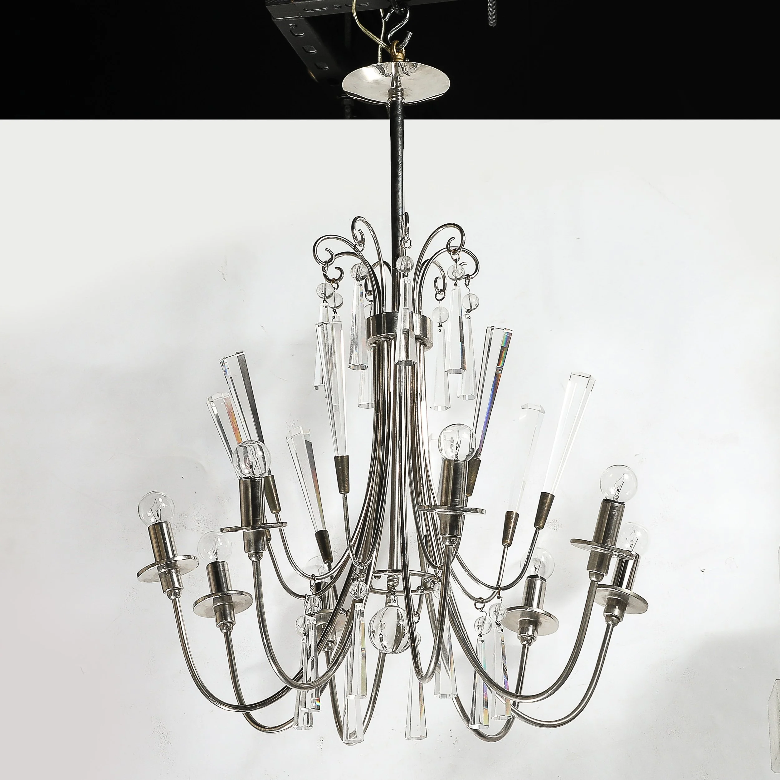 Mid-Century Modernist Eight Arm Chandelier in Cut Crystal & Polished Nickel - High Style Deco 8.jpg