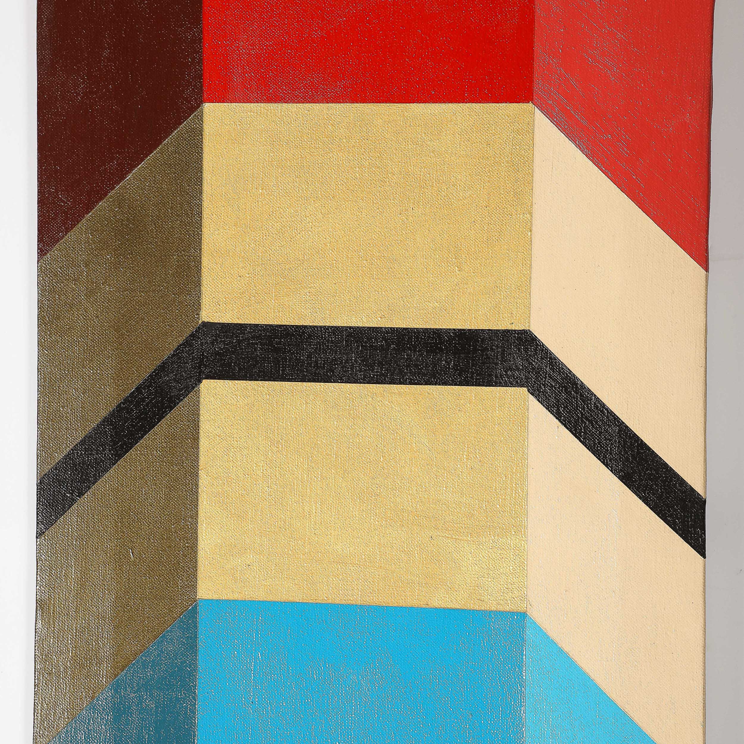 Pop Art Oil on Shaped Canvas Graphic Painting of a Pencil signed Frank Mesa - High Style Deco 3.jpg