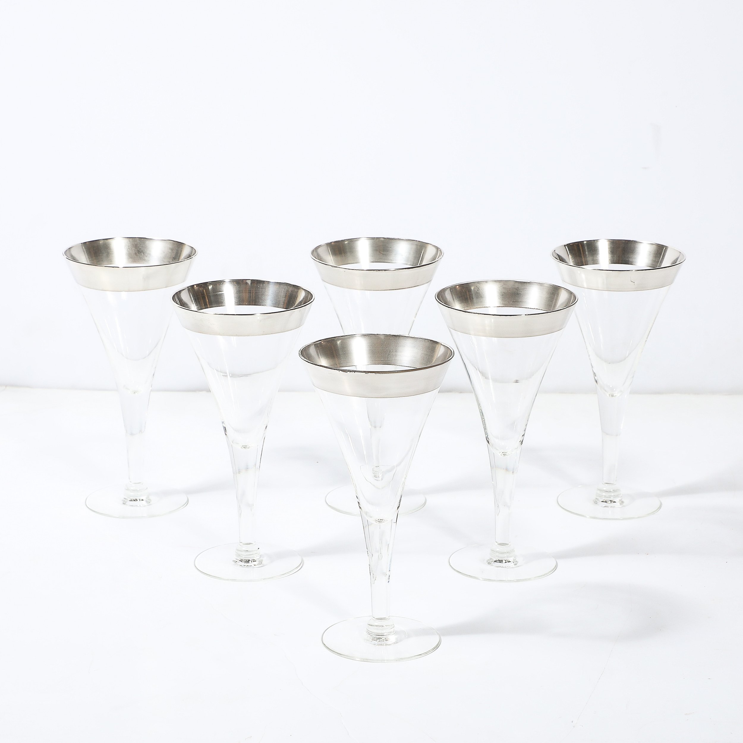 Set of Six Silver Gilt Rimmed Martini Glasses by Dorothy Thorpe - High Style Deco 2.jpg
