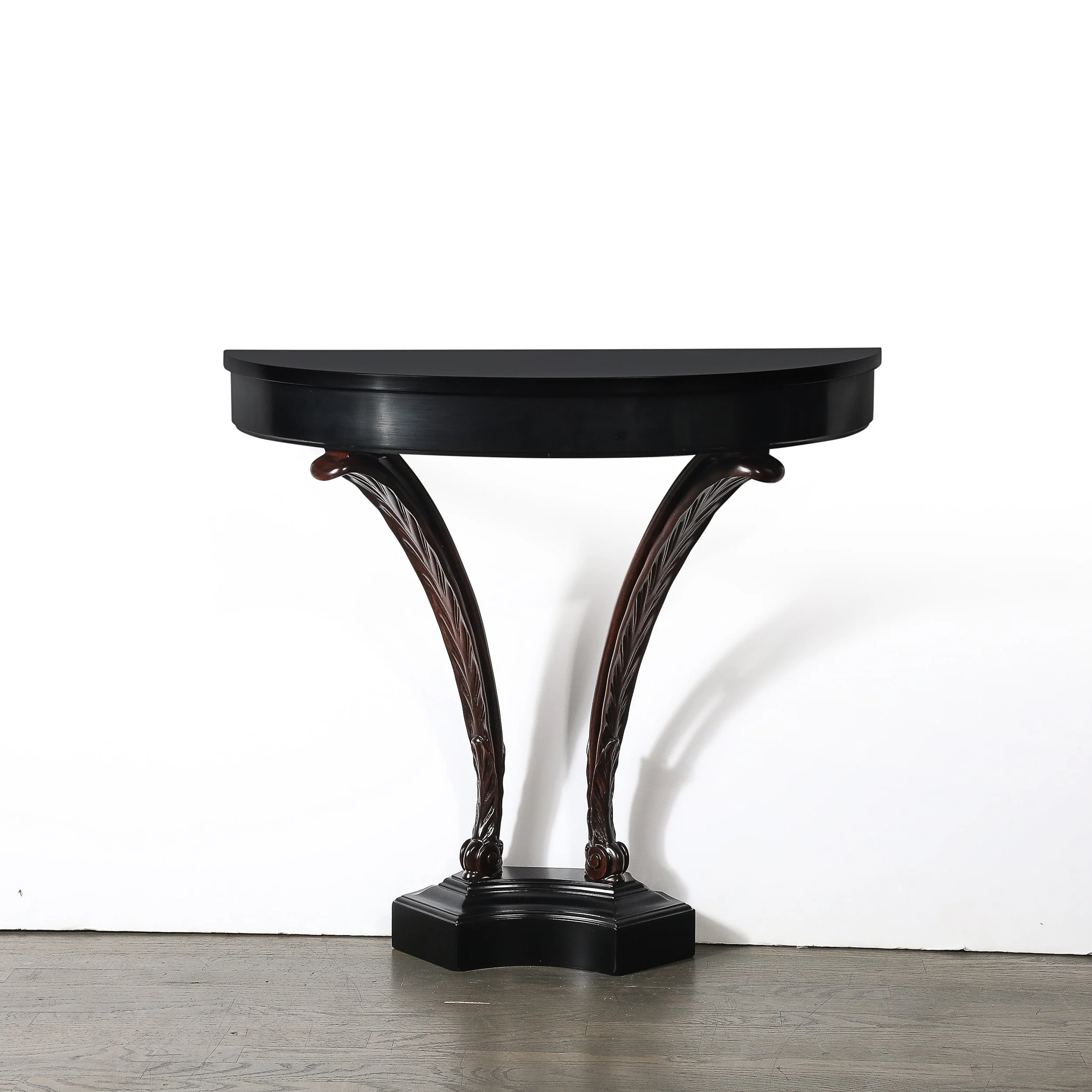 Art Deco Ebonized Walnut Wall Console W: Acanthus Supports by Grosfeld House - High Style Deco 2.jpg