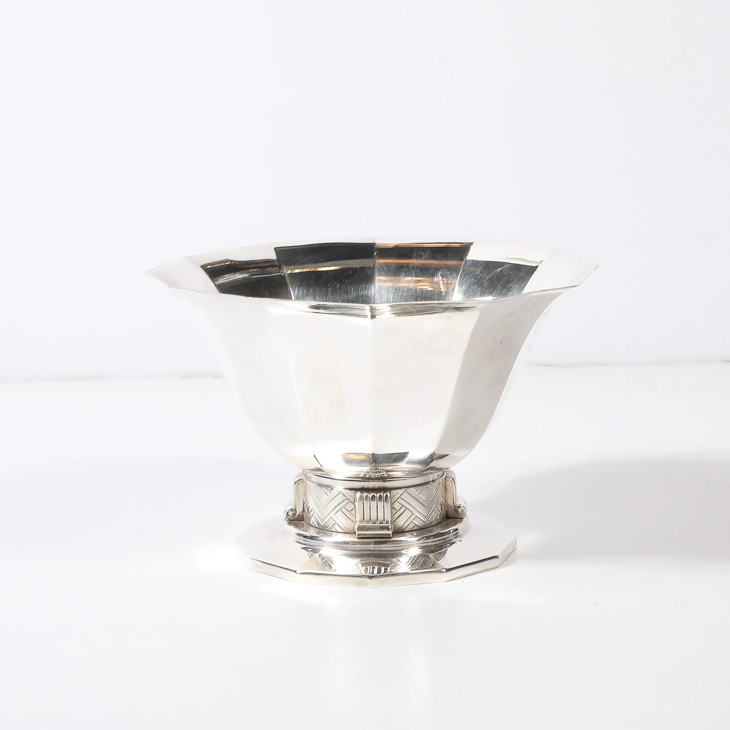Art Deco Skyscraper Style Apollo Company Silver Plated Bowl w: Chevron Motif - High Style Deco 7.jpg