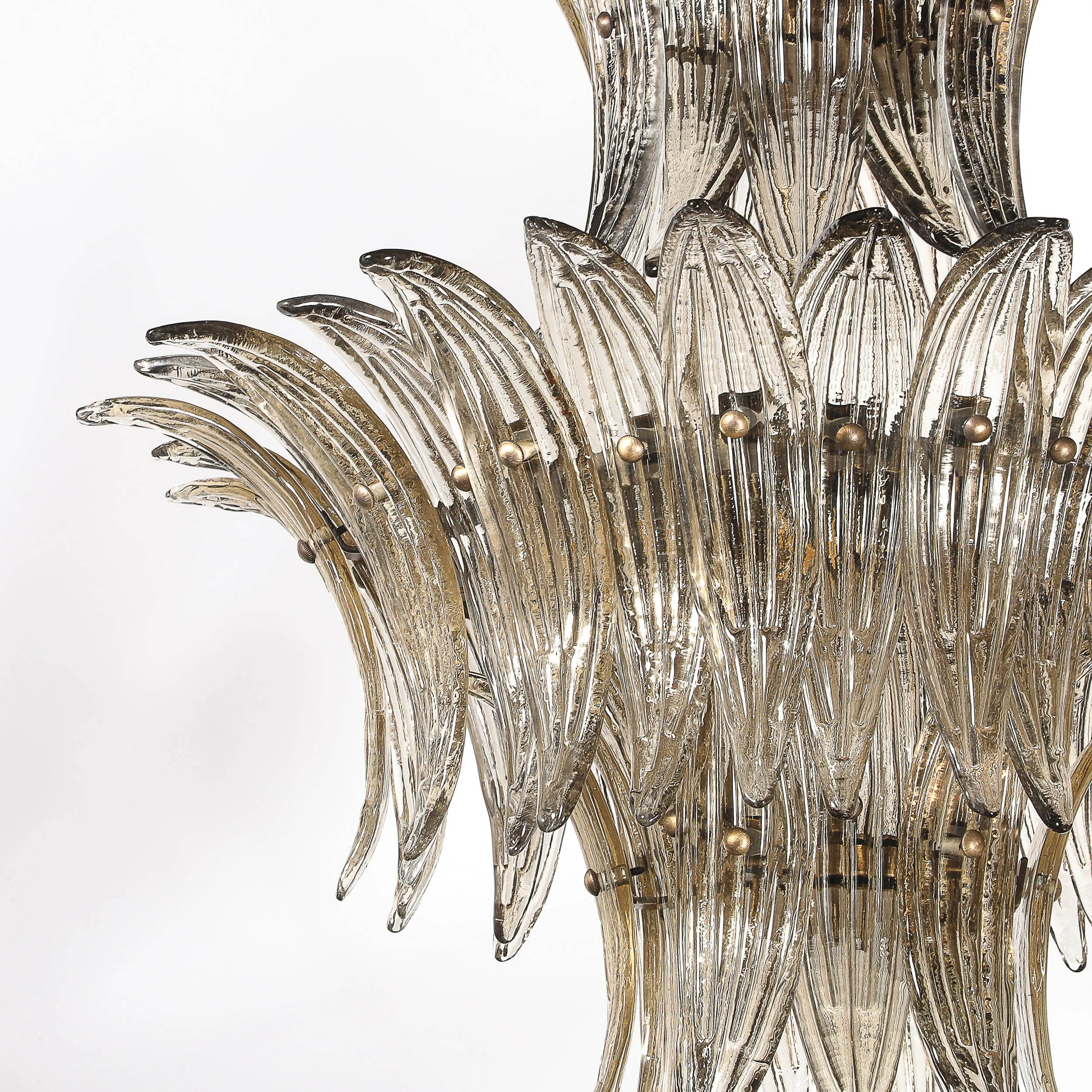Modernist 3-Tier %22Palma%22 Hand-Blown Smoked Murano Glass & Bronze Chandelier - High Style Deco 9.jpg
