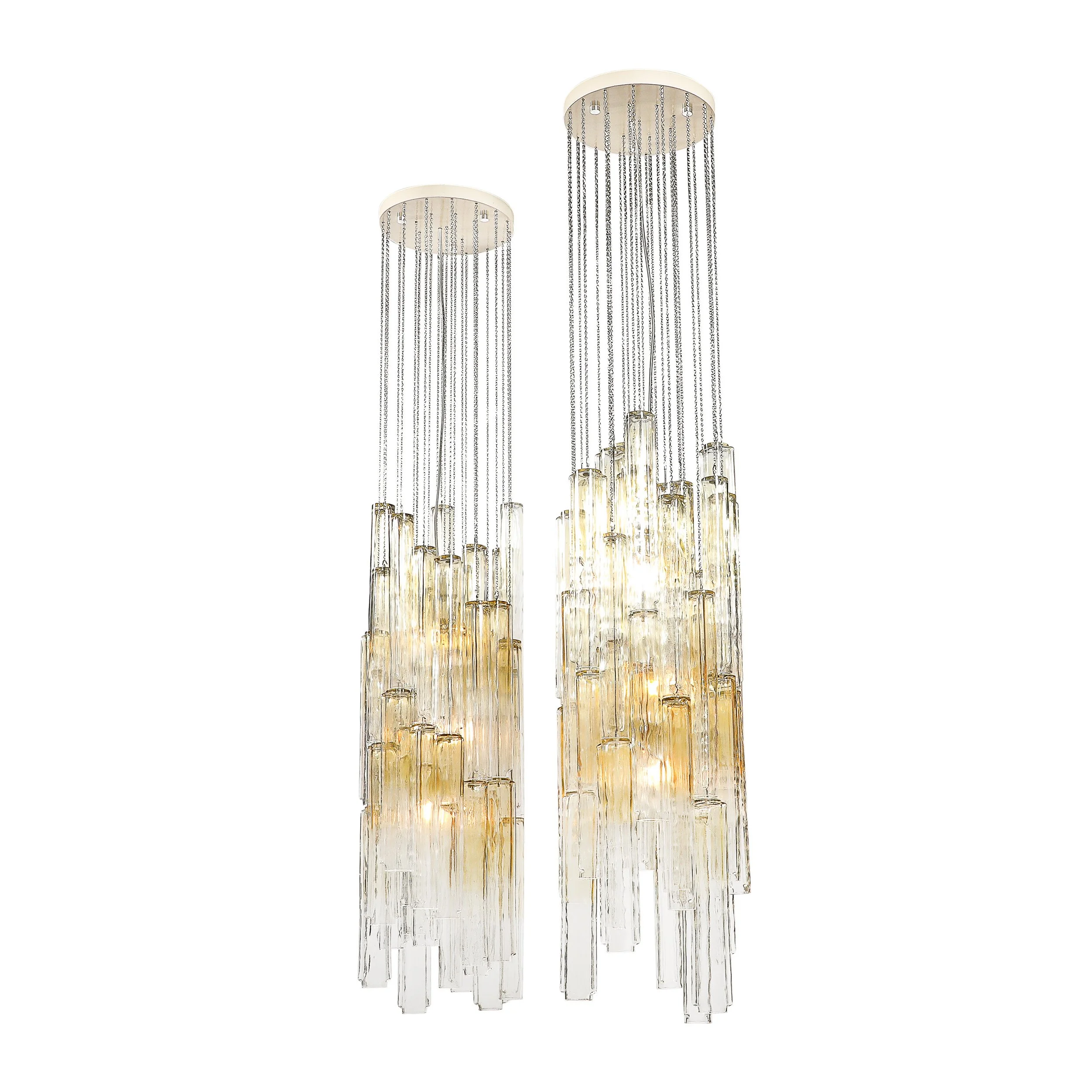 Pair of Mid-Century Large Muted Citrine Calza Glass Chandeliers signed Venini - High Style Deco 6.jpg